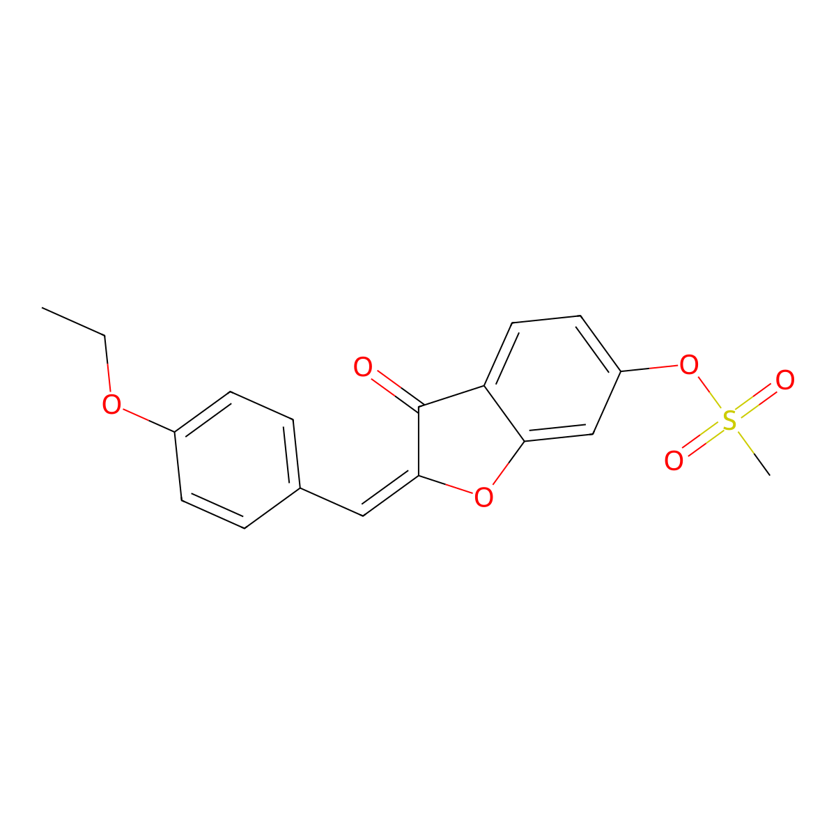 [2-[(4-Ethoxyphenyl)methylidene]-3-oxo-1-benzofuran-6-yl] methanesulfonate molecular structure, CAS 7048-68-2