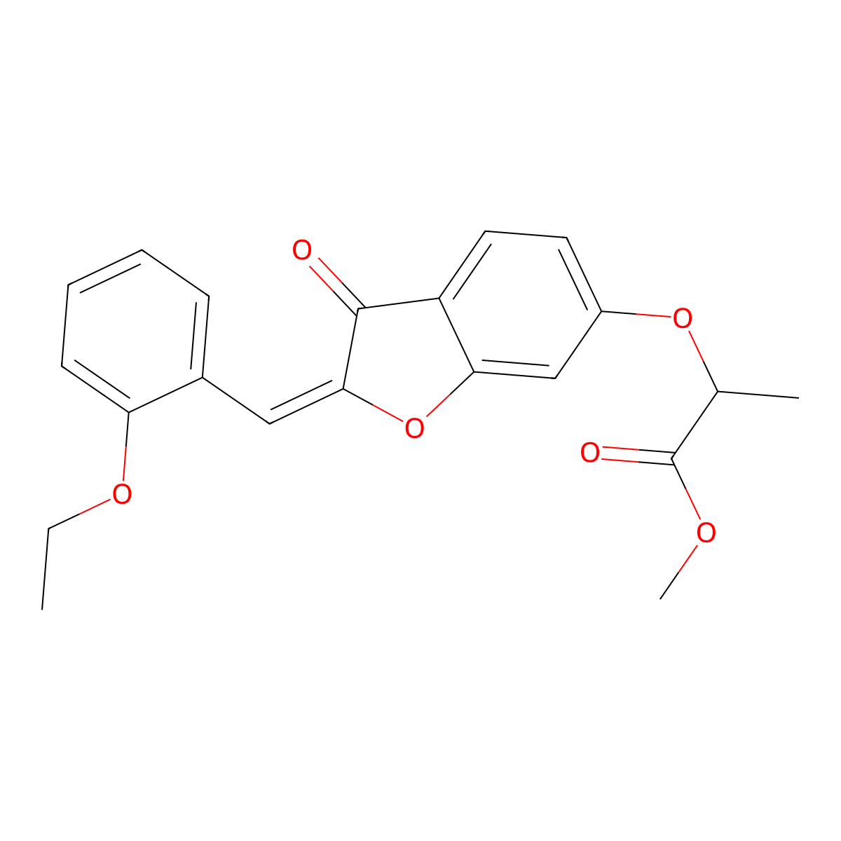 Methyl 2-[[2-[(2-ethoxyphenyl)methylidene]-3-oxo-1-benzofuran-6-yl]oxy]propanoate molecular structure, CAS 7048-70-6