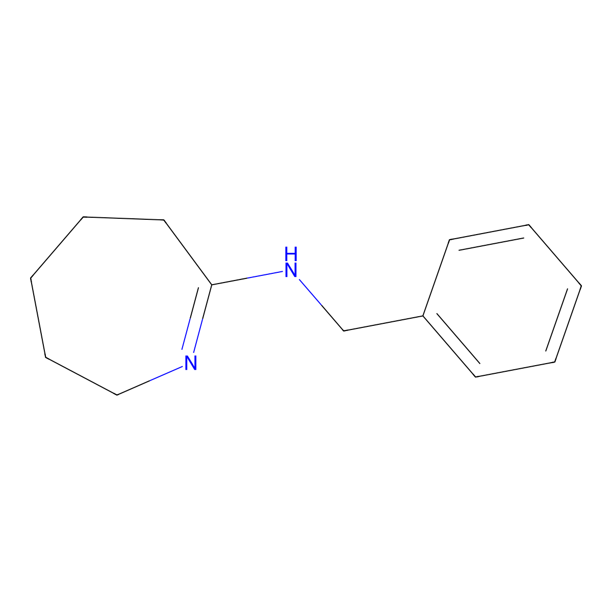 2H-Azepin-7-amine, 3,4,5,6-tetrahydro-N-(phenylmethyl)- molecular structure, CAS 7048-72-8