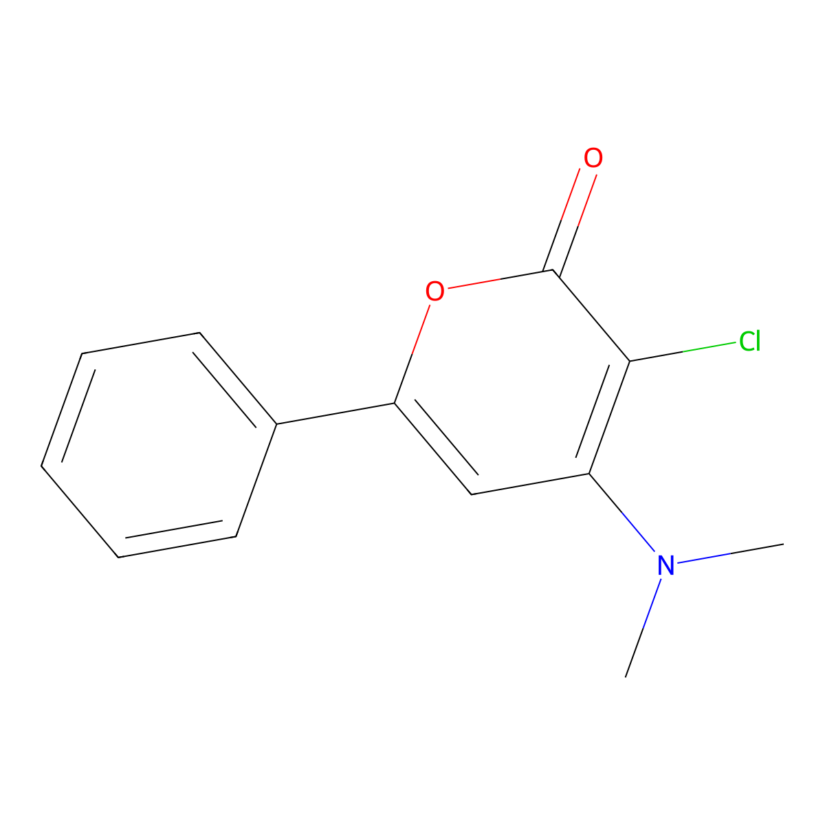 3-Chloro-4-(dimethylamino)-6-phenylpyran-2-one molecular structure, CAS 70486-03-2