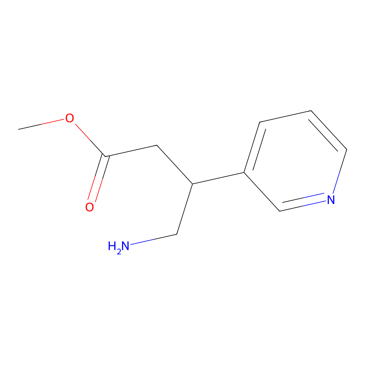 Methyl 4-amino-3-(pyridin-3-yl)butanoate molecular structure, CAS 704868-75-7