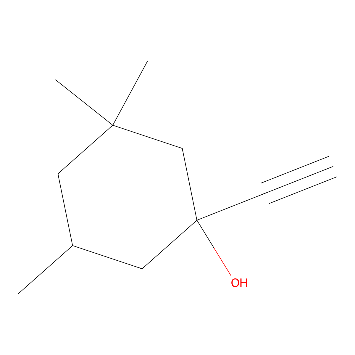 1-Ethynyl-3,3,5-trimethylcyclohexanol molecular structure, CAS 70487-02-4