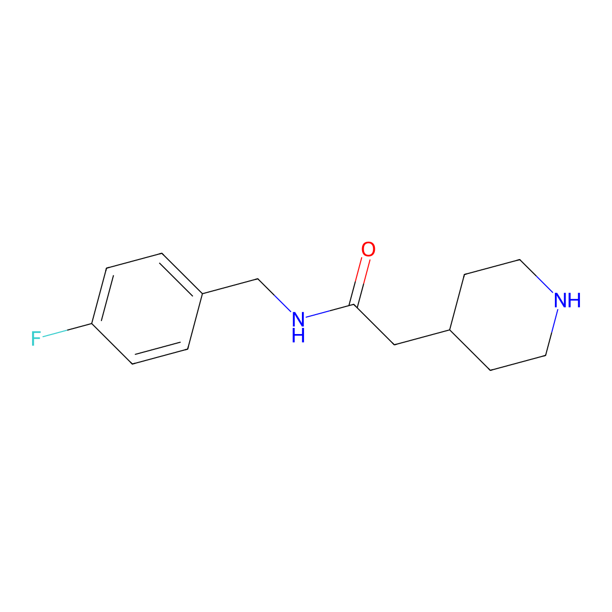 N-(4-Fluorobenzyl)-2-(piperidin-4-yl)acetamide molecular structure, CAS 704870-91-7
