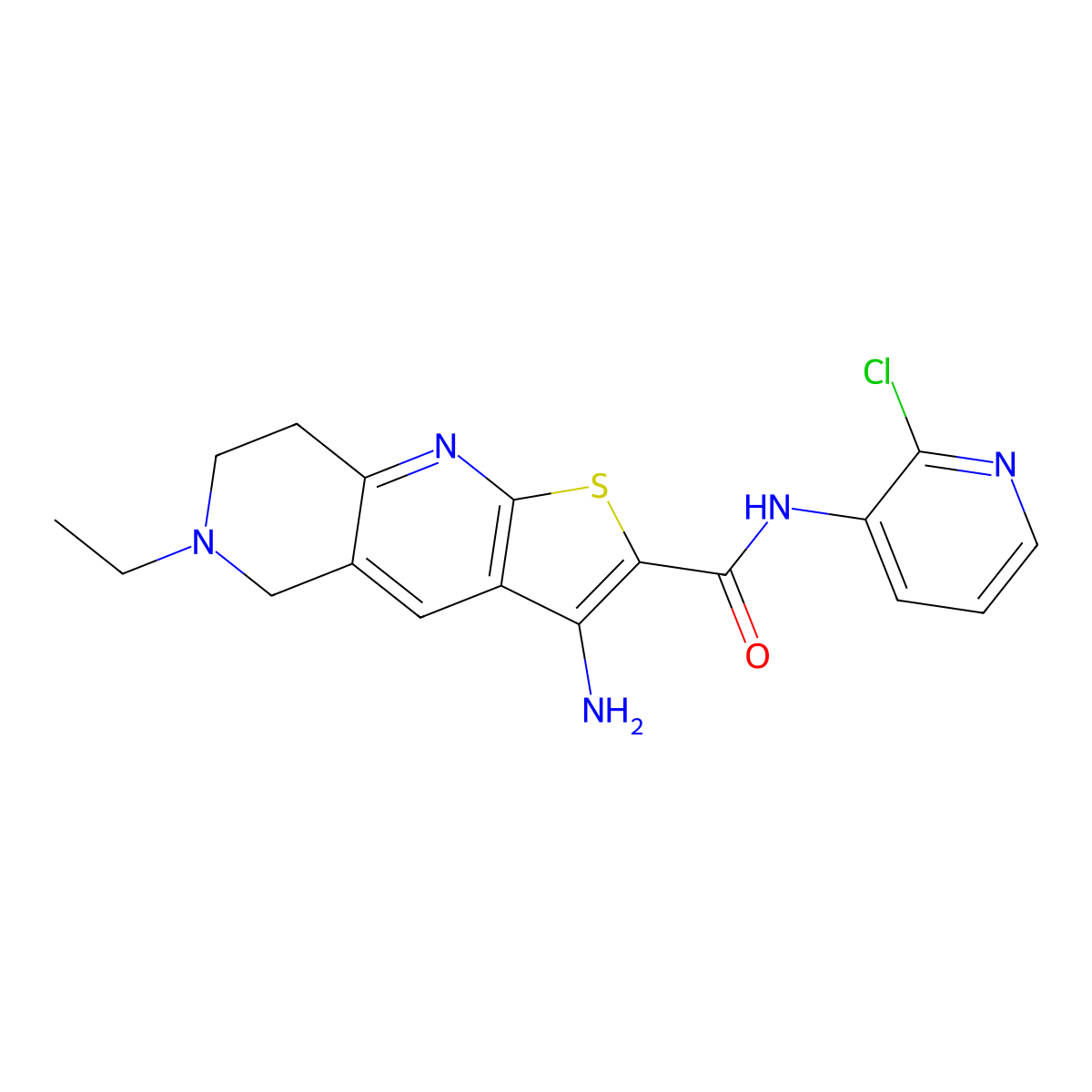 3-amino-N-(2-chloro-3-pyridinyl)-6-ethyl-5,6,7,8-tetrahydrothieno[2,3-b][1,6]naphthyridine-2-carboxamide molecular structure, CAS 704871-79-4