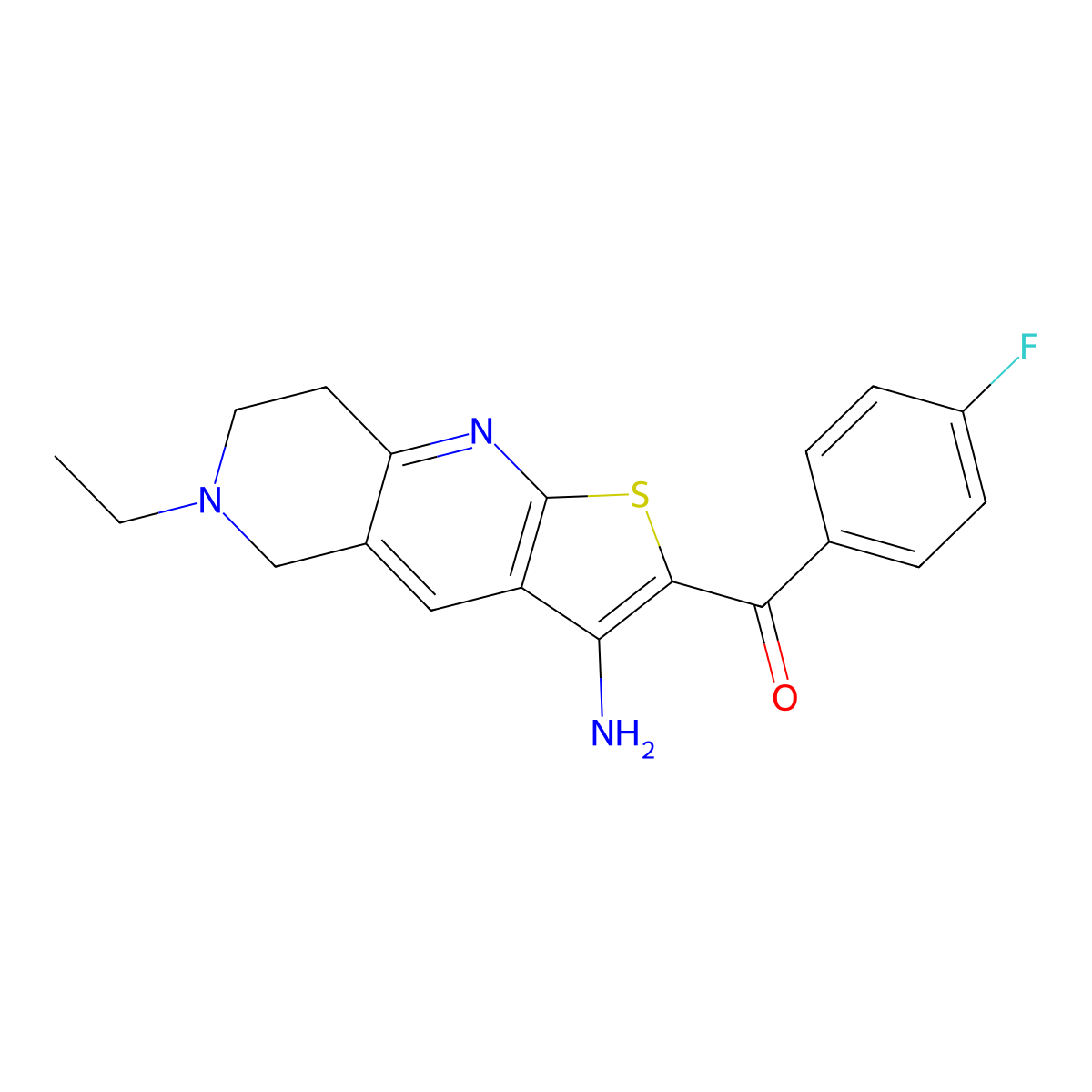 (3-Amino-6-ethyl-5,6,7,8-tetrahydrothieno[2,3-b][1,6]naphthyridin-2-yl)(4-fluorophenyl)methanone molecular structure, CAS 704871-80-7
