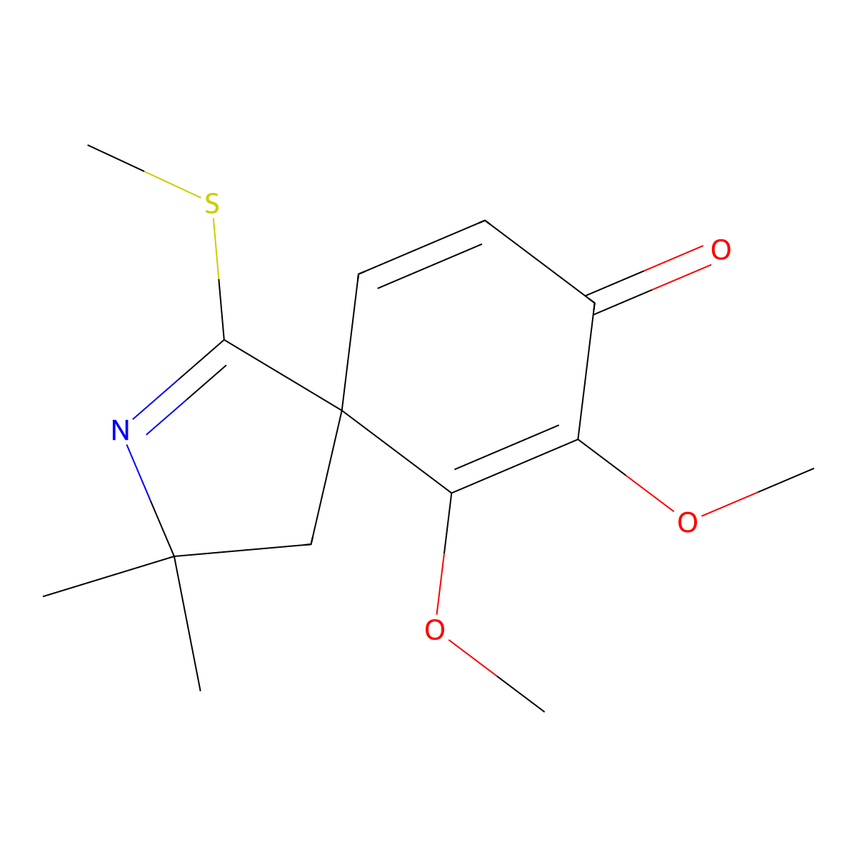 6,7-Dimethoxy-3,3-dimethyl-1-(methylsulfanyl)-2-azaspiro[4.5]deca-1,6,9-trien-8-one molecular structure, CAS 704872-21-9
