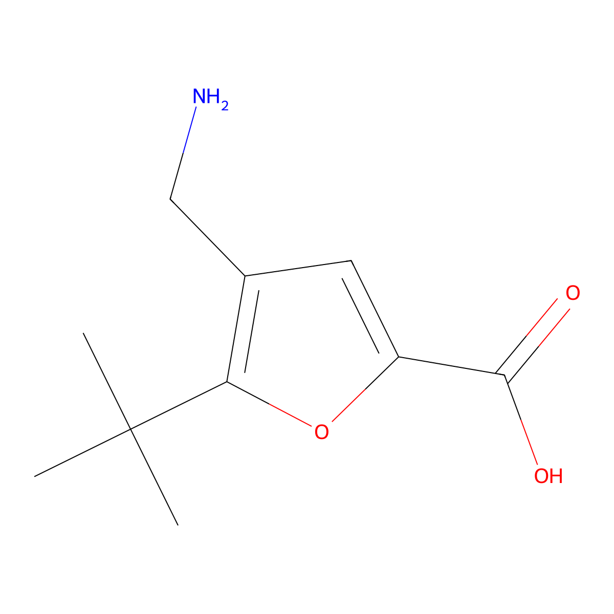 4-Aminomethyl-5-tert-butyl-furan-2-carboxylic acid molecular structure, CAS 704872-29-7
