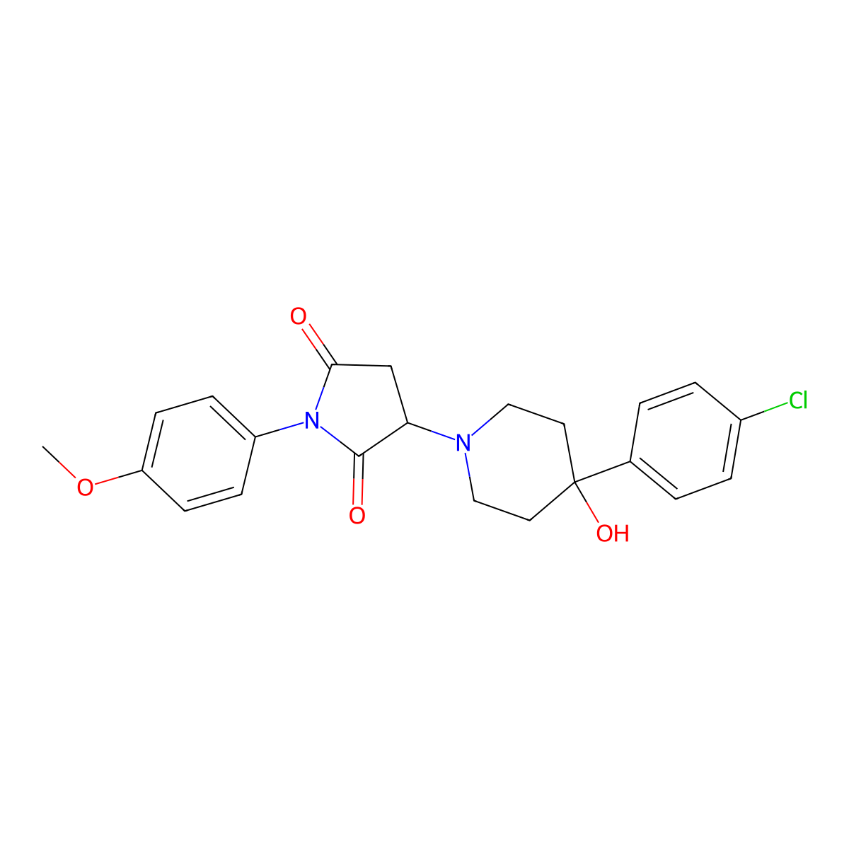 3-[4-(4-Chlorophenyl)-4-hydroxypiperidin-1-yl]-1-(4-methoxyphenyl)pyrrolidine-2,5-dione molecular structure, CAS 704873-28-9