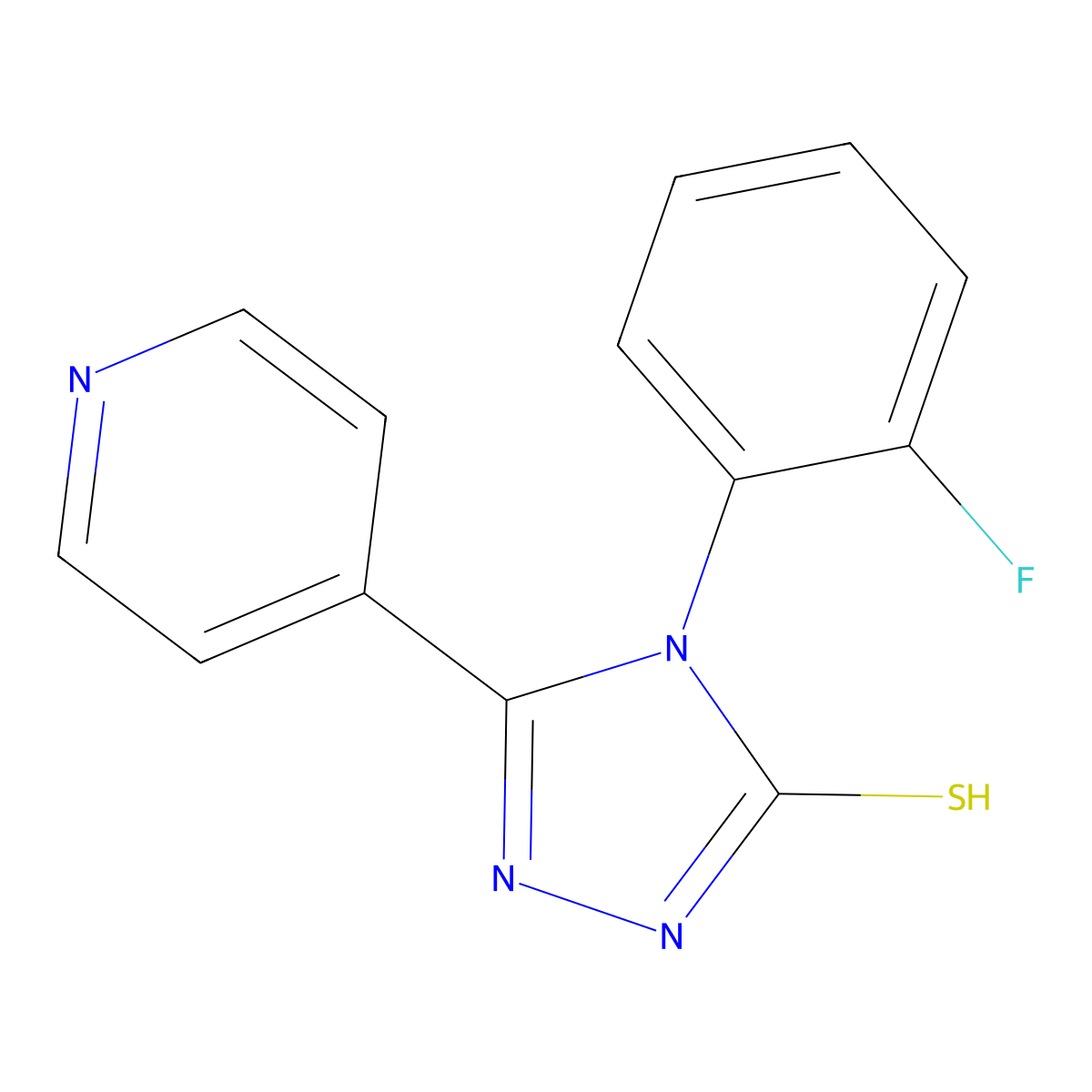 4-(2-fluorophenyl)-3-pyridin-4-yl-1H-1,2,4-triazole-5-thione molecular structure, CAS 704873-76-7