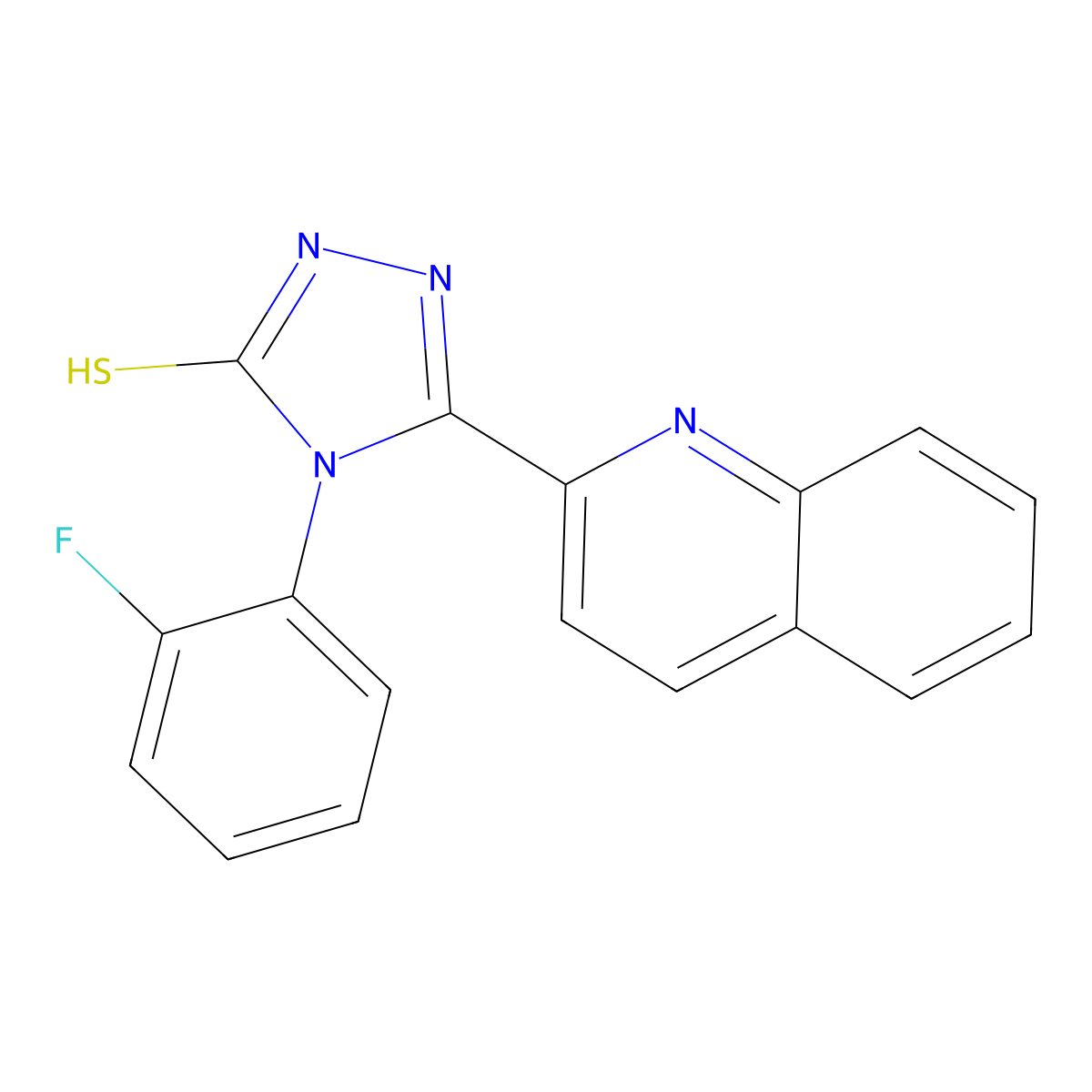 4-(2-fluorophenyl)-3-quinolin-2-yl-1H-1,2,4-triazole-5-thione molecular structure, CAS 704873-77-8