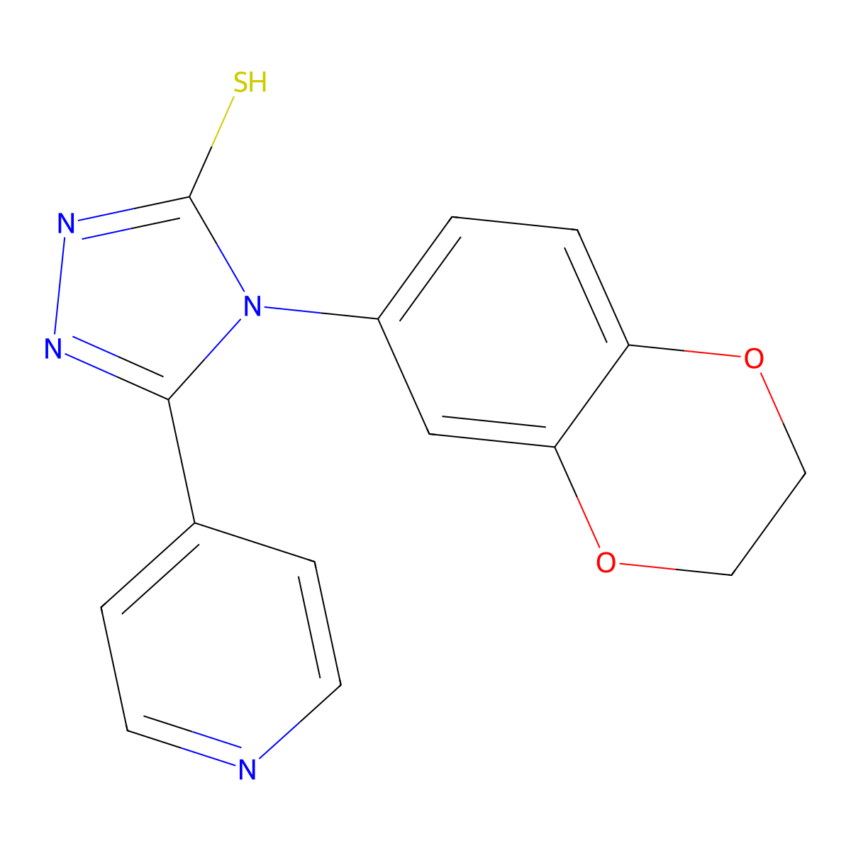 4-(2,3-dihydro-1,4-benzodioxin-6-yl)-3-pyridin-4-yl-1H-1,2,4-triazole-5-thione molecular structure, CAS 704873-79-0