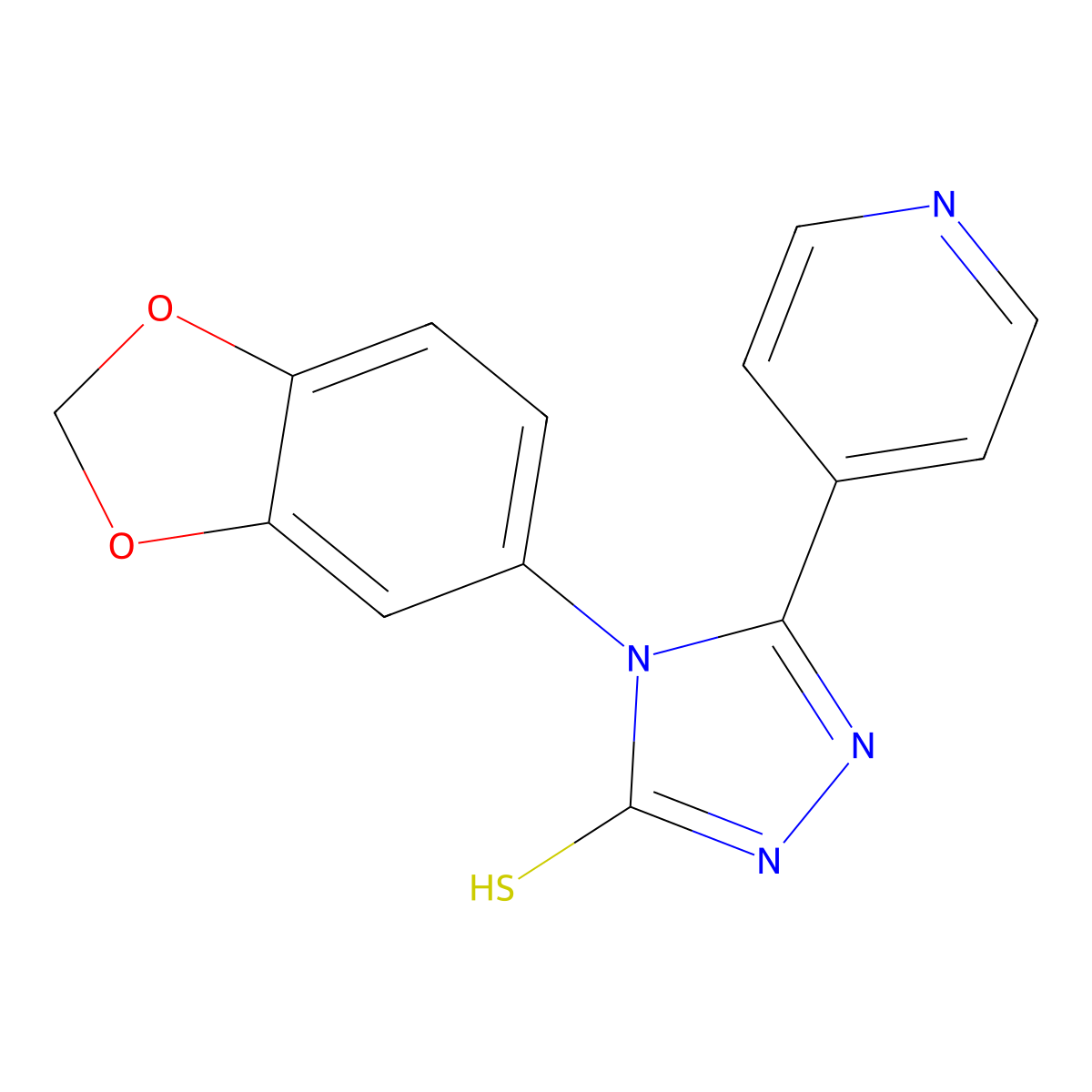 4-(1,3-benzodioxol-5-yl)-3-pyridin-4-yl-1H-1,2,4-triazole-5-thione molecular structure, CAS 704873-80-3