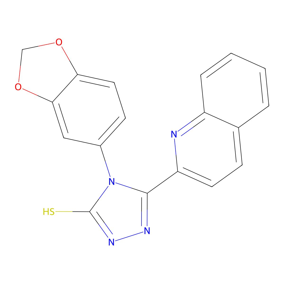 4-(1,3-benzodioxol-5-yl)-3-quinolin-2-yl-1H-1,2,4-triazole-5-thione molecular structure, CAS 704873-81-4