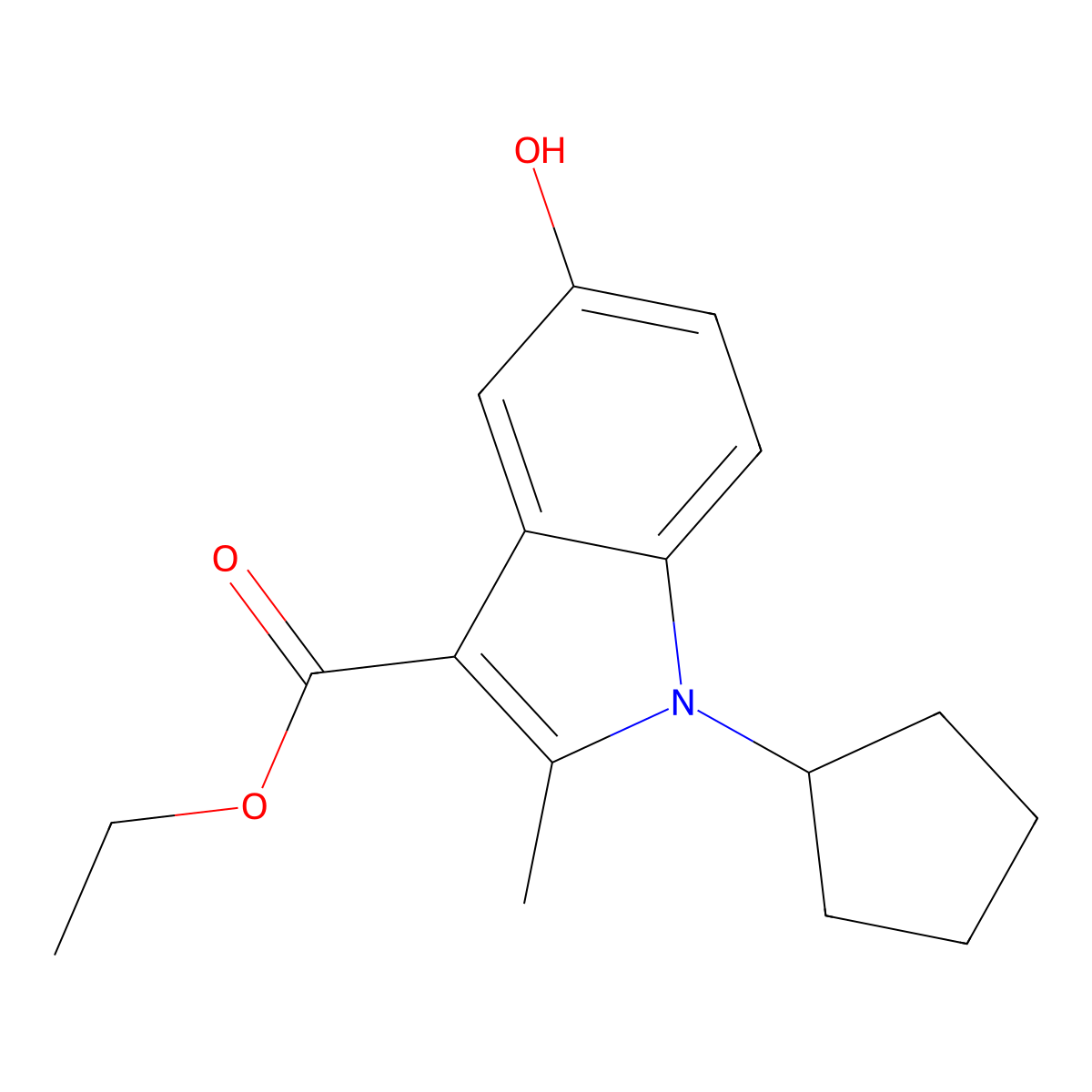 ethyl 1-cyclopentyl-5-hydroxy-2-methyl-1H-indole-3-carboxylate molecular structure, CAS 704873-85-8
