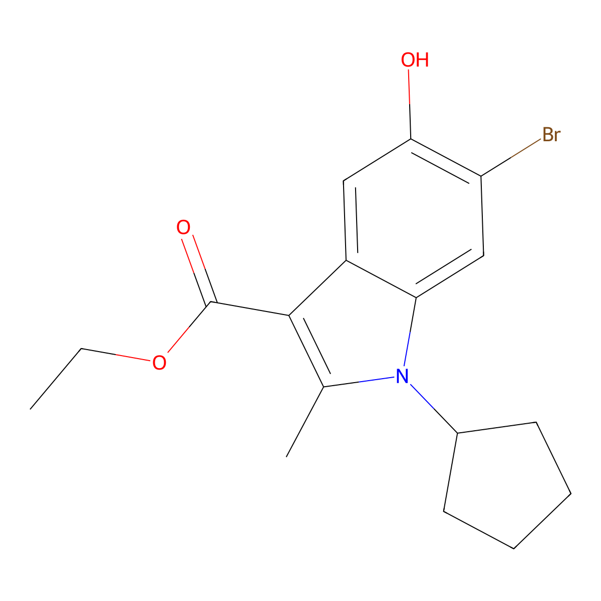 Ethyl 6-bromo-1-cyclopentyl-5-hydroxy-2-methyl-1H-indole-3-carboxylate molecular structure, CAS 704873-86-9