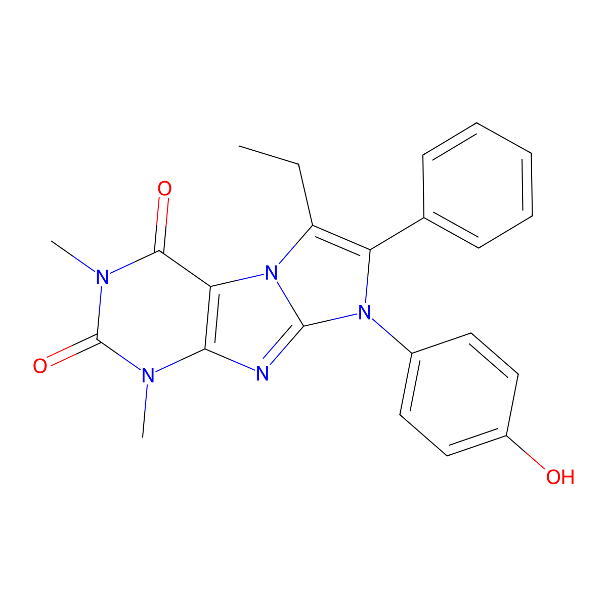 8-Ethyl-6-(4-hydroxyphenyl)-2,4-dimethyl-7-phenylpurino[7,8-a]imidazole-1,3-dione molecular structure, CAS 704873-90-5