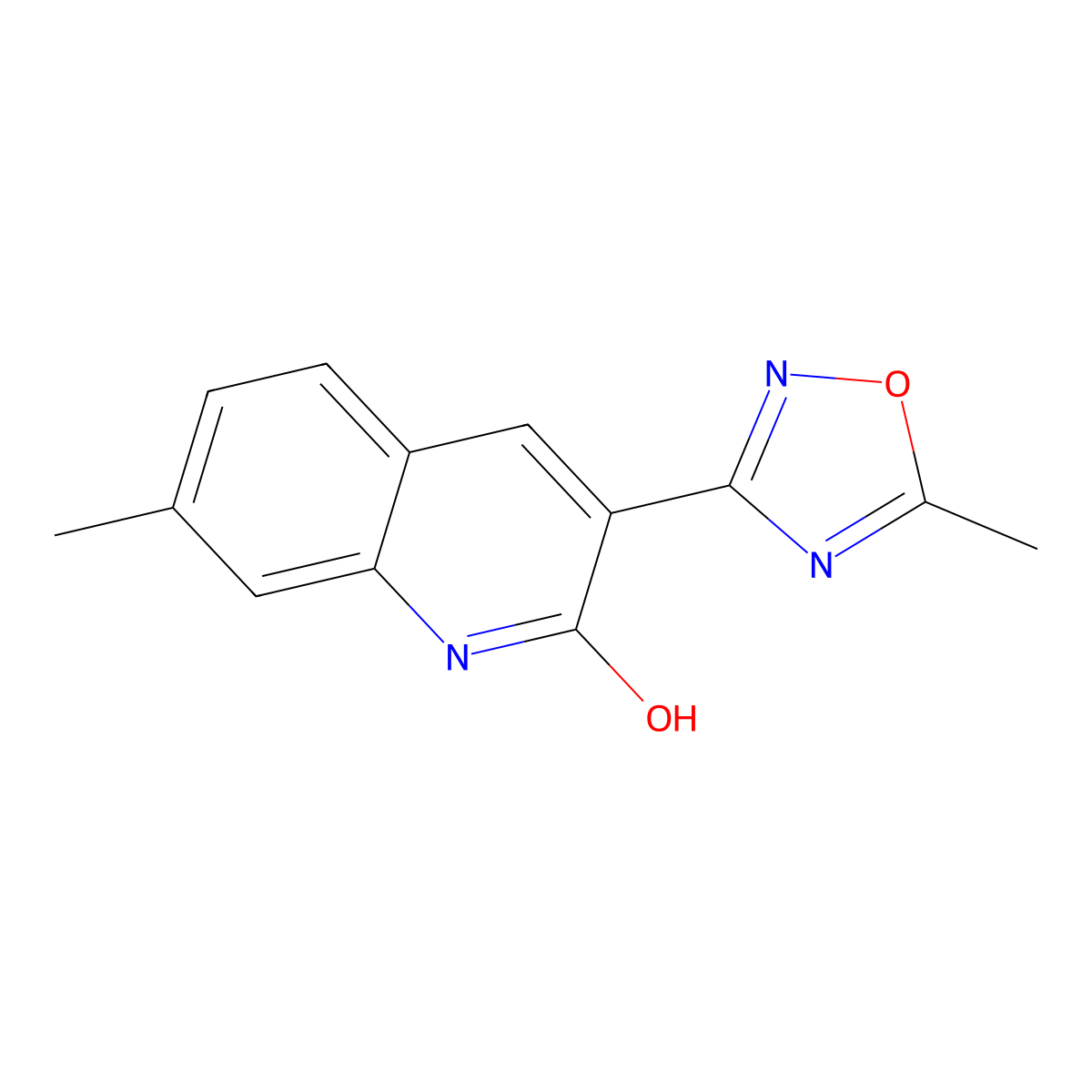 7-Methyl-3-(5-methyl-1,2,4-oxadiazol-3-yl)quinolin-2-ol molecular structure, CAS 704874-10-2