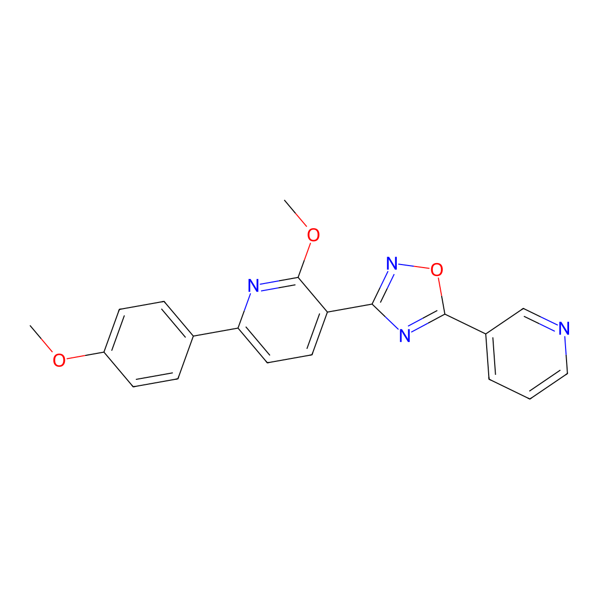 3-[2-Methoxy-6-(4-methoxyphenyl)pyridin-3-yl]-5-pyridin-3-yl-1,2,4-oxadiazole molecular structure, CAS 704874-21-5