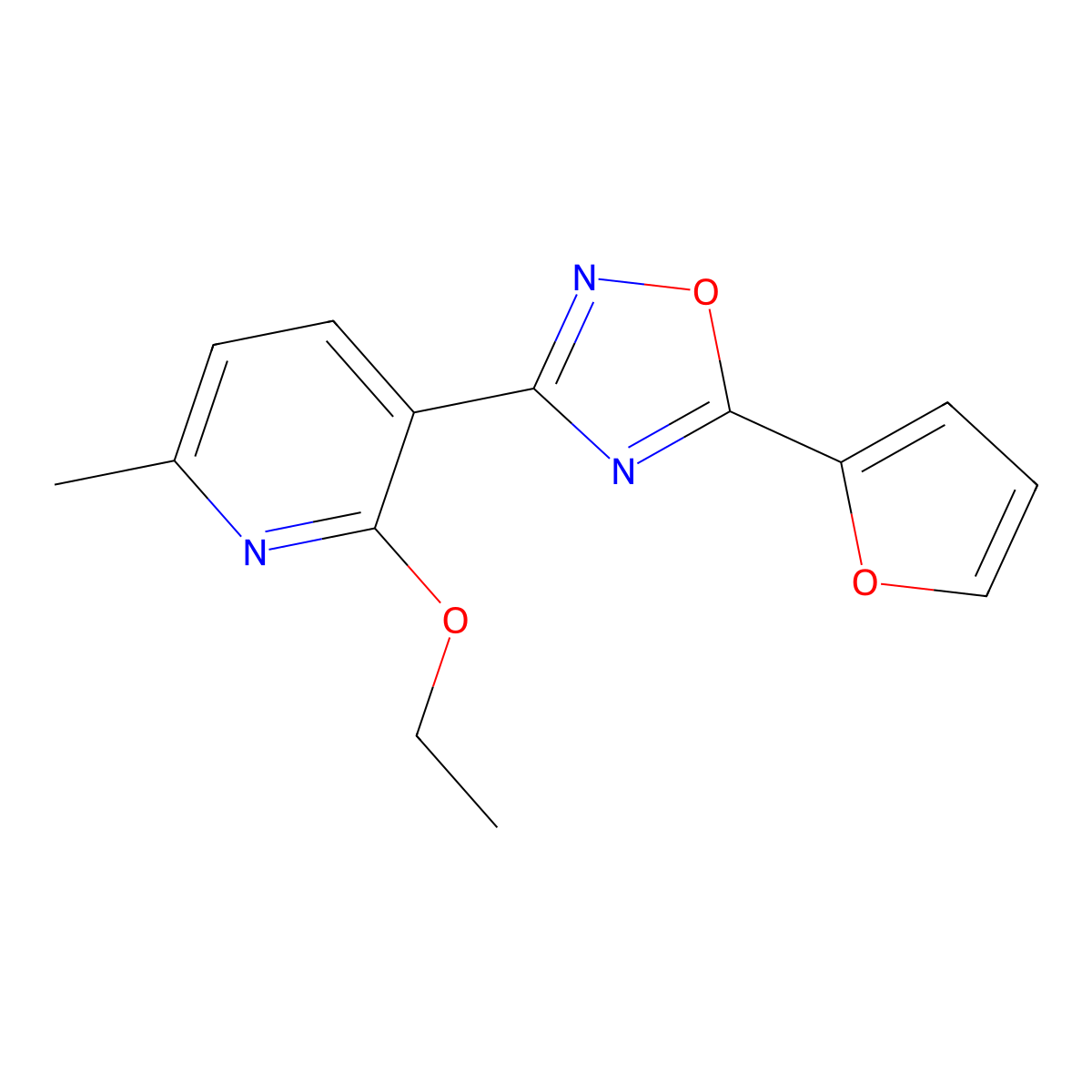 3-(2-Ethoxy-6-methylpyridin-3-yl)-5-(furan-2-yl)-1,2,4-oxadiazole molecular structure, CAS 704874-29-3