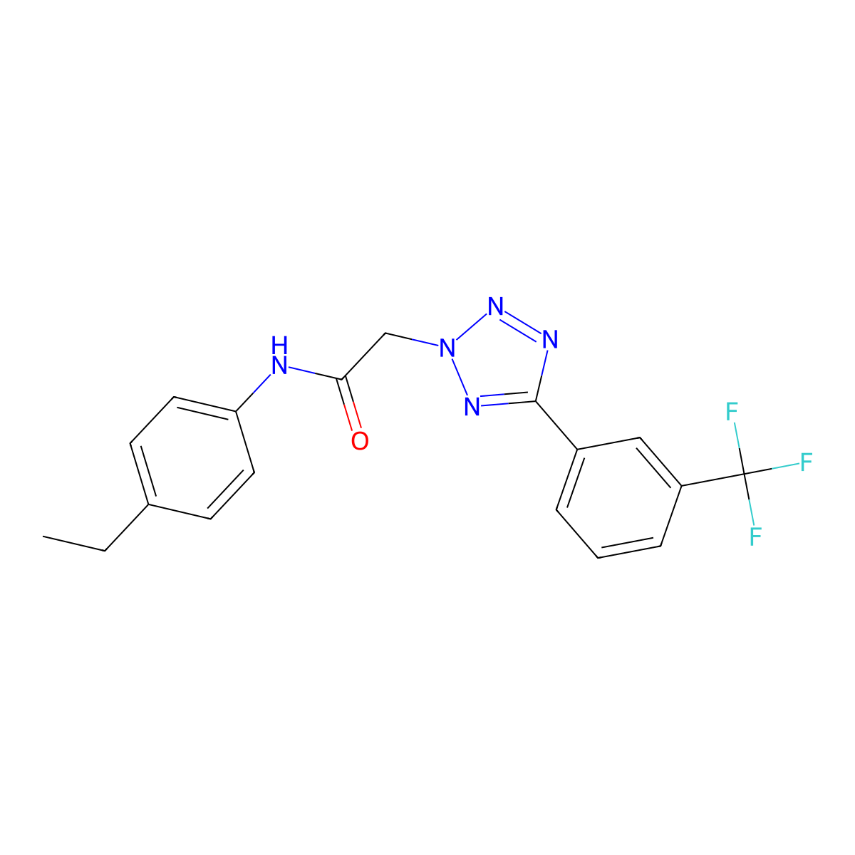 N-(4-ethylphenyl)-2-[5-[3-(trifluoromethyl)phenyl]tetrazol-2-yl]acetamide molecular structure, CAS 704874-41-9