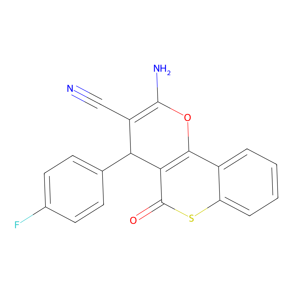 2-amino-4-(4-fluorophenyl)-5-oxo-4H,5H-thiochromeno[4,3-b]pyran-3-carbonitrile molecular structure, CAS 704875-63-8