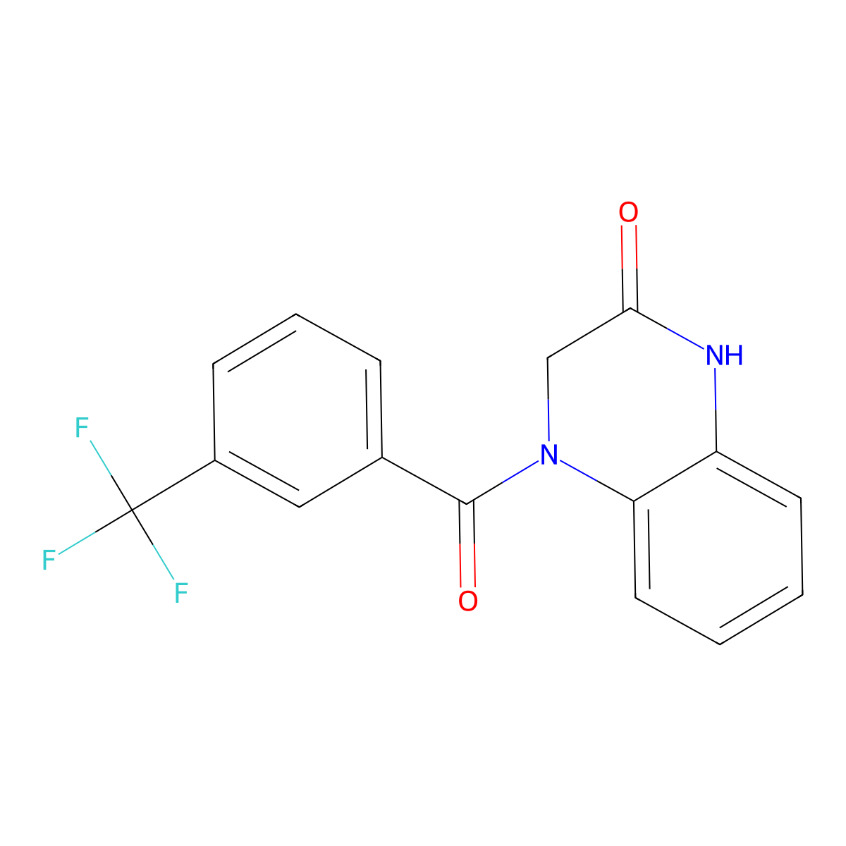 4-(3-(trifluoromethyl)benzoyl)-3,4-dihydroquinoxalin-2(1H)-one molecular structure, CAS 704875-69-4
