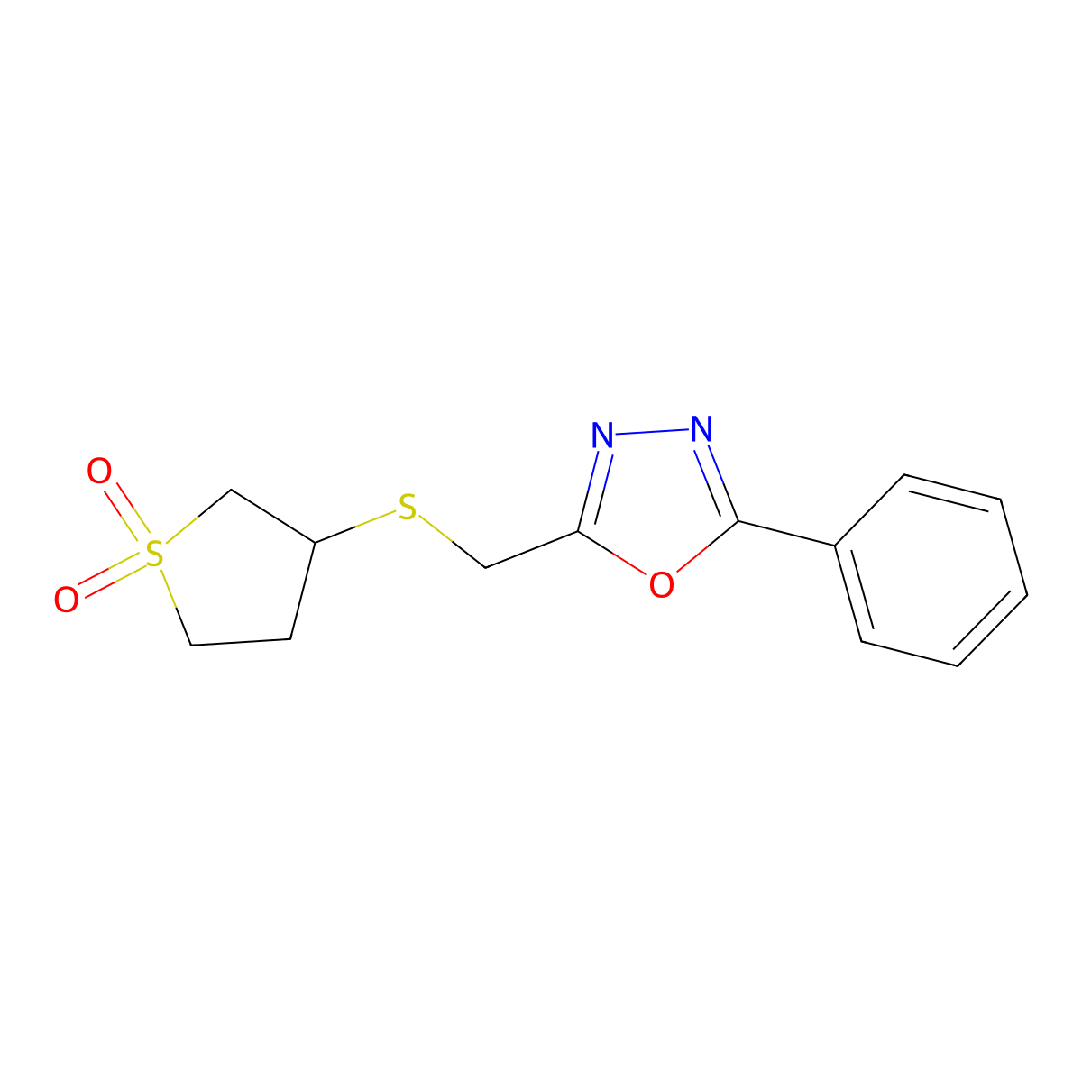 3-[(5-Phenyl-1,3,4-oxadiazol-2-yl)methylthio]thiolane-1,1-dione molecular structure, CAS 704875-71-8