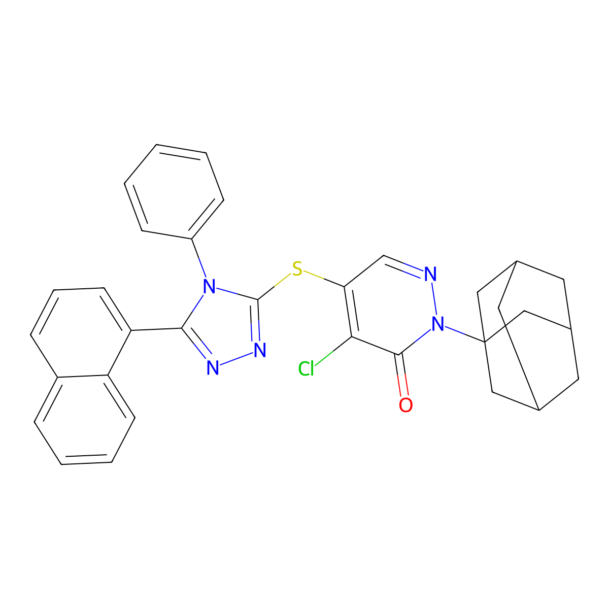 2-(1-Adamantyl)-4-chloro-5-[(5-naphthalen-1-yl-4-phenyl-1,2,4-triazol-3-yl)sulfanyl]pyridazin-3-one molecular structure, CAS 704875-73-0