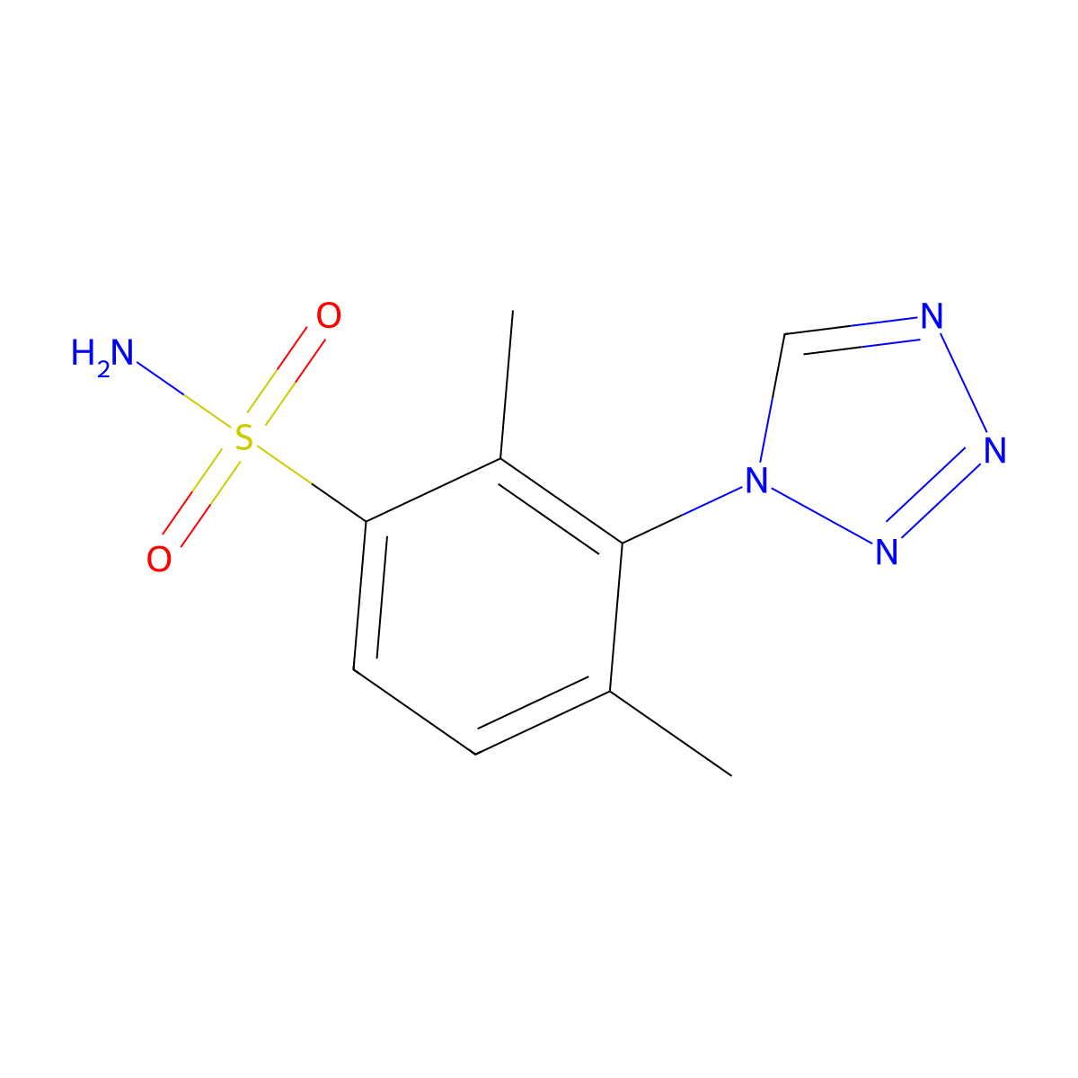 2,4-dimethyl-3-(1H-tetrazol-1-yl)benzenesulfonamide molecular structure, CAS 704875-75-2