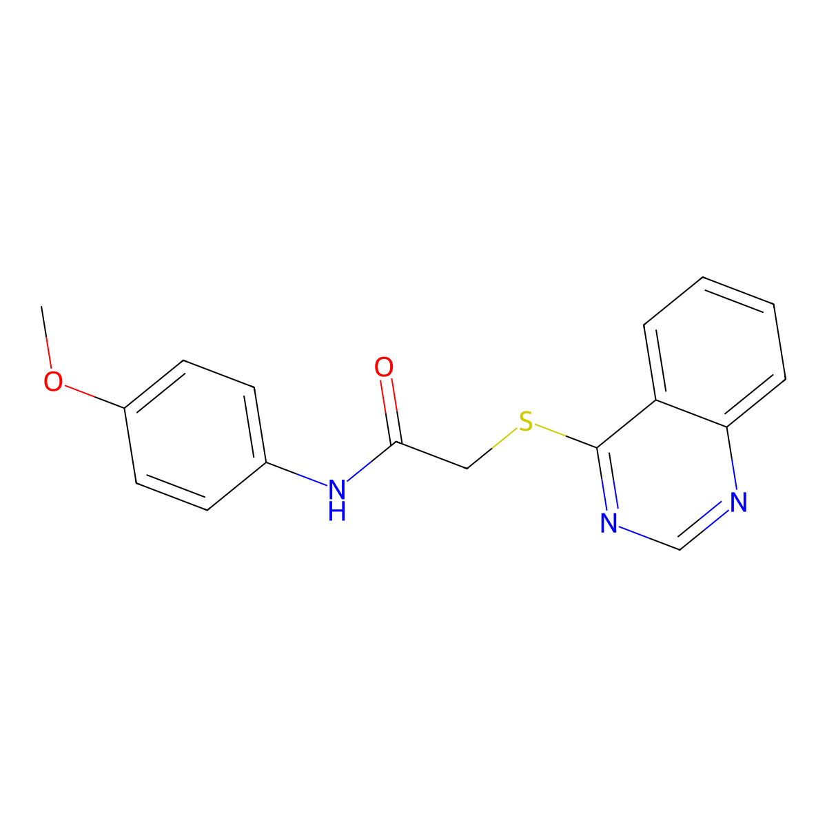 N-(4-methoxyphenyl)-2-quinazolin-4-ylsulfanylacetamide molecular structure, CAS 704875-85-4