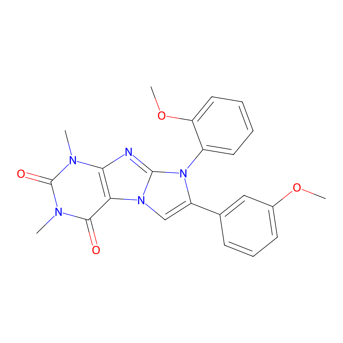 6-(2-Methoxyphenyl)-7-(3-methoxyphenyl)-2,4-dimethylpurino[7,8-a]imidazole-1,3-dione molecular structure, CAS 704876-61-9