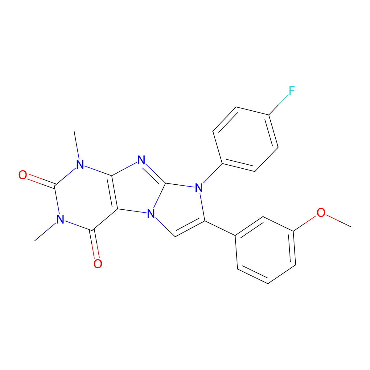 6-(4-Fluorophenyl)-7-(3-methoxyphenyl)-2,4-dimethylpurino[7,8-a]imidazole-1,3-dione molecular structure, CAS 704876-63-1