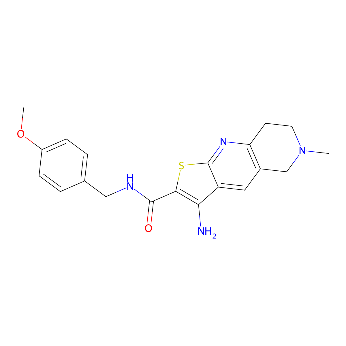 3-amino-N-(4-methoxybenzyl)-6-methyl-5,6,7,8-tetrahydrothieno[2,3-b][1,6]naphthyridine-2-carboxamide molecular structure, CAS 704877-07-6
