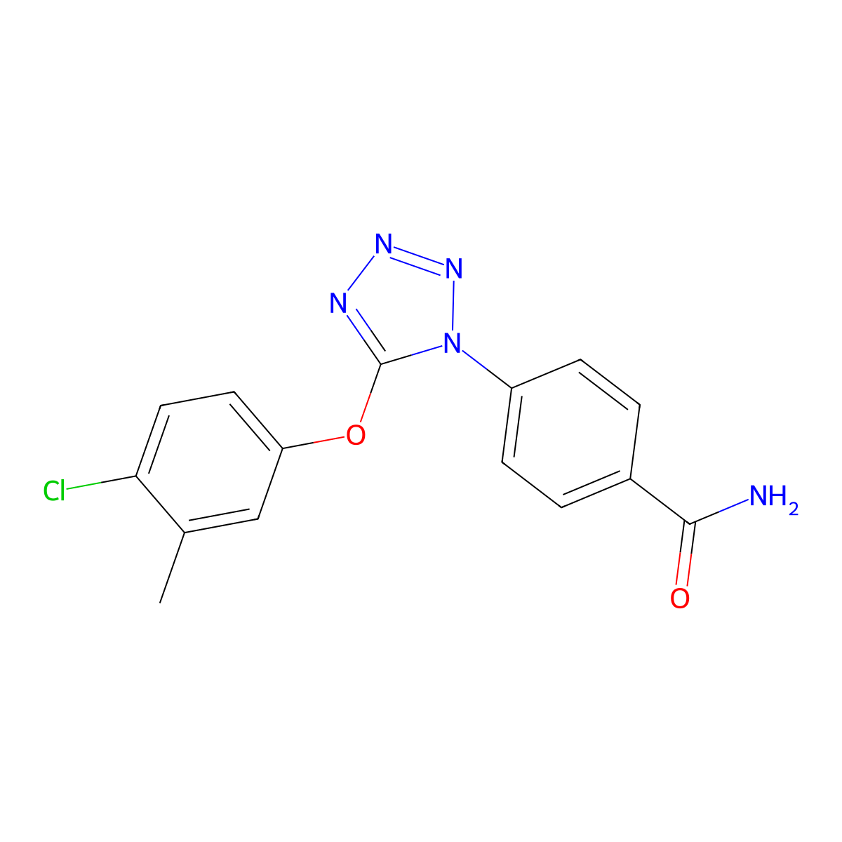 4-[5-(4-Chloro-3-methylphenoxy)-1H-tetrazol-1-yl]benzamide molecular structure, CAS 704877-31-6