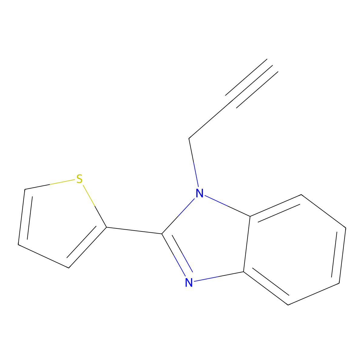1H-1,3-Benzimidazole, 1-(2-propynyl)-2-(2-thienyl)- molecular structure, CAS 704877-66-7