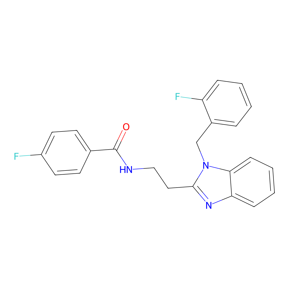 4-fluoro-N-[2-[1-[(2-fluorophenyl)methyl]benzimidazol-2-yl]ethyl]benzamide molecular structure, CAS 704877-67-8