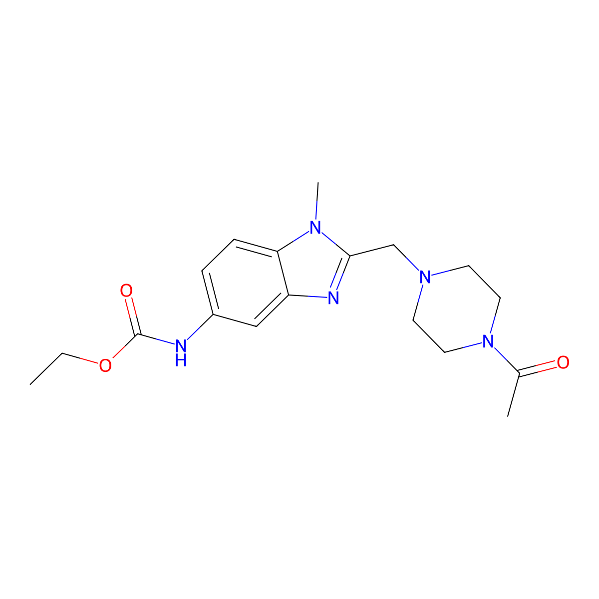 ethyl {2-[(4-acetyl-1-piperazinyl)methyl]-1-methyl-1H-benzimidazol-5-yl}carbamate molecular structure, CAS 704877-73-6