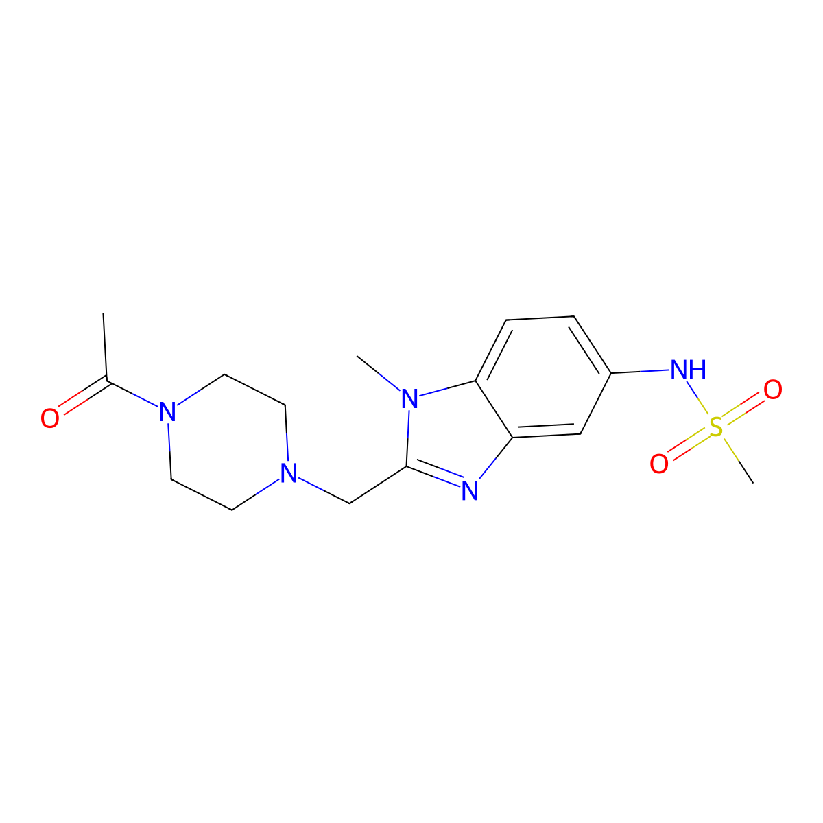 N-[2-[(4-acetylpiperazin-1-yl)methyl]-1-methylbenzimidazol-5-yl]methanesulfonamide molecular structure, CAS 704877-74-7