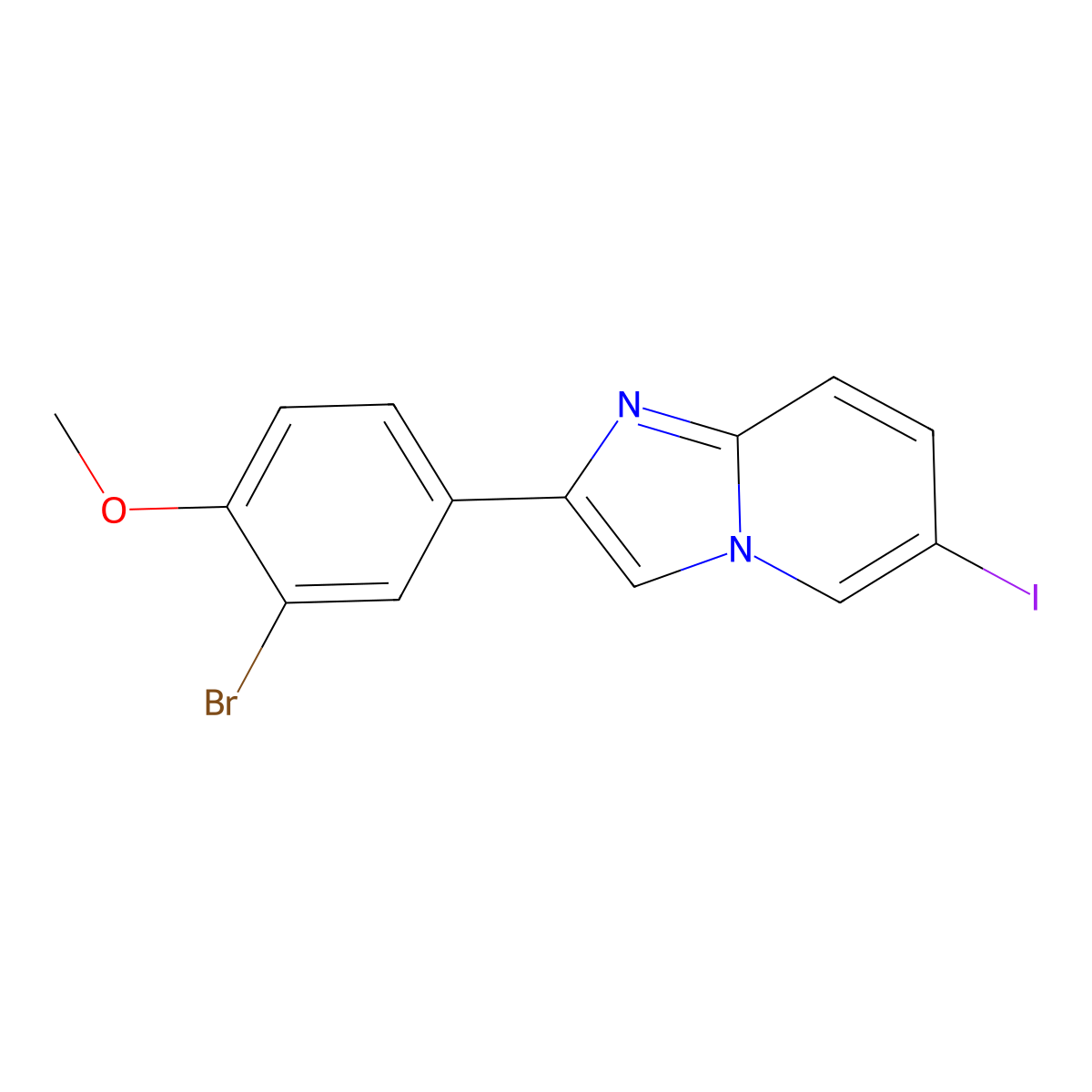 2-(3-Bromo-4-methoxyphenyl)-6-iodoimidazo[1,2-a]pyridine molecular structure, CAS 704877-95-2