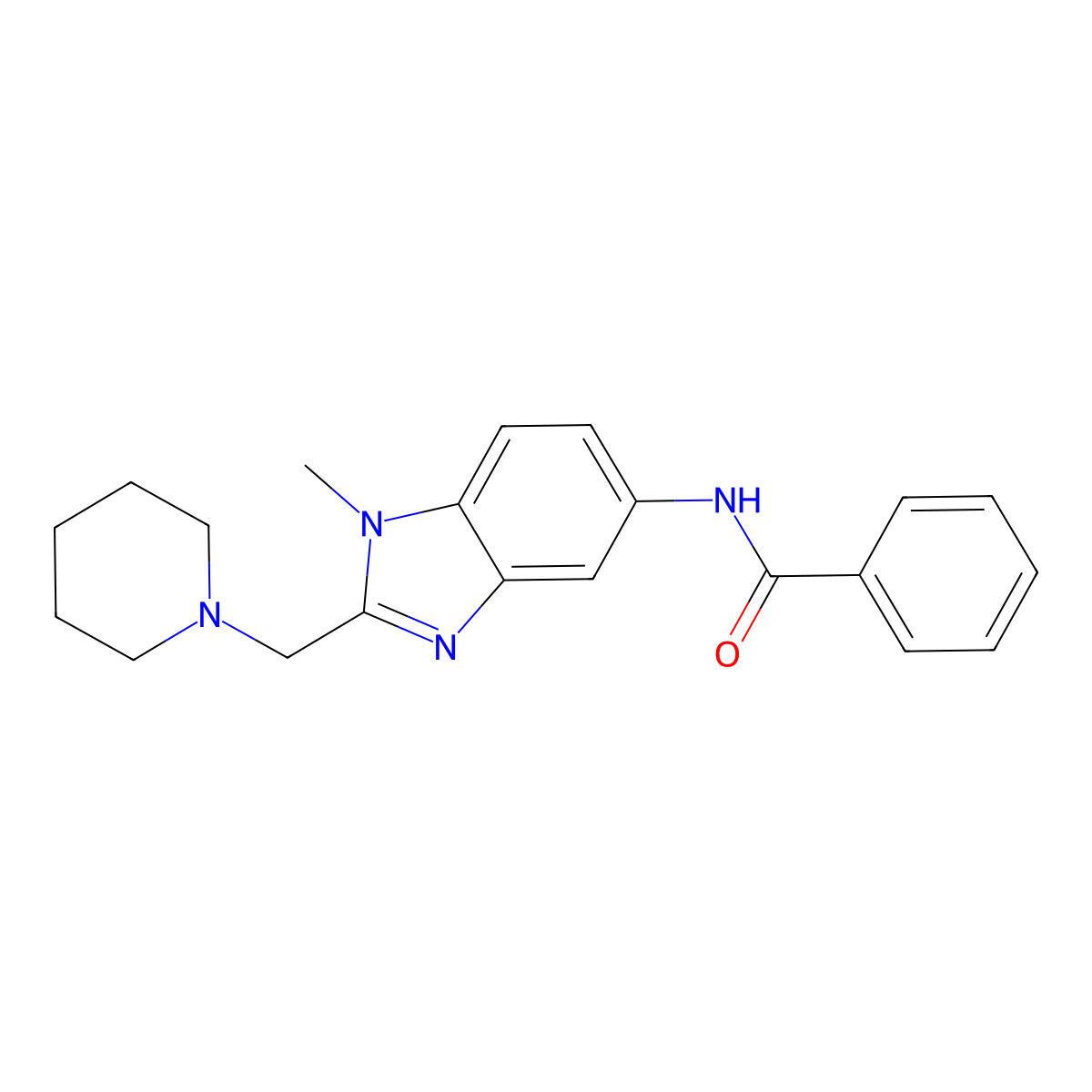 N-[1-methyl-2-(piperidin-1-ylmethyl)benzimidazol-5-yl]benzamide molecular structure, CAS 704878-18-2