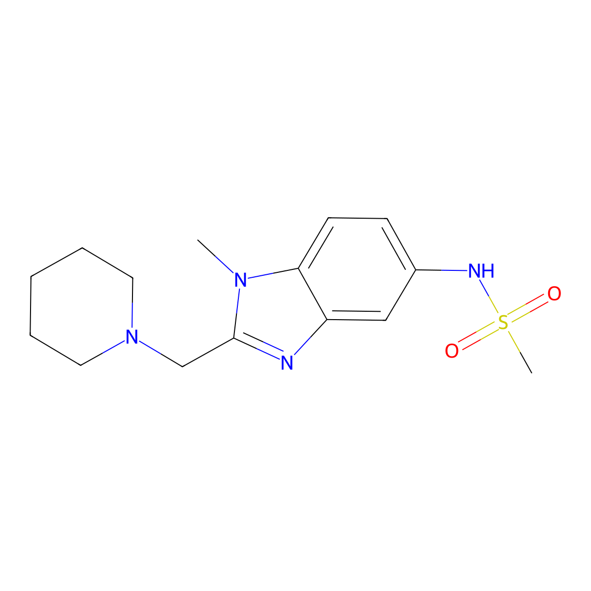 N-[1-methyl-2-(piperidin-1-ylmethyl)benzimidazol-5-yl]methanesulfonamide molecular structure, CAS 704878-24-0