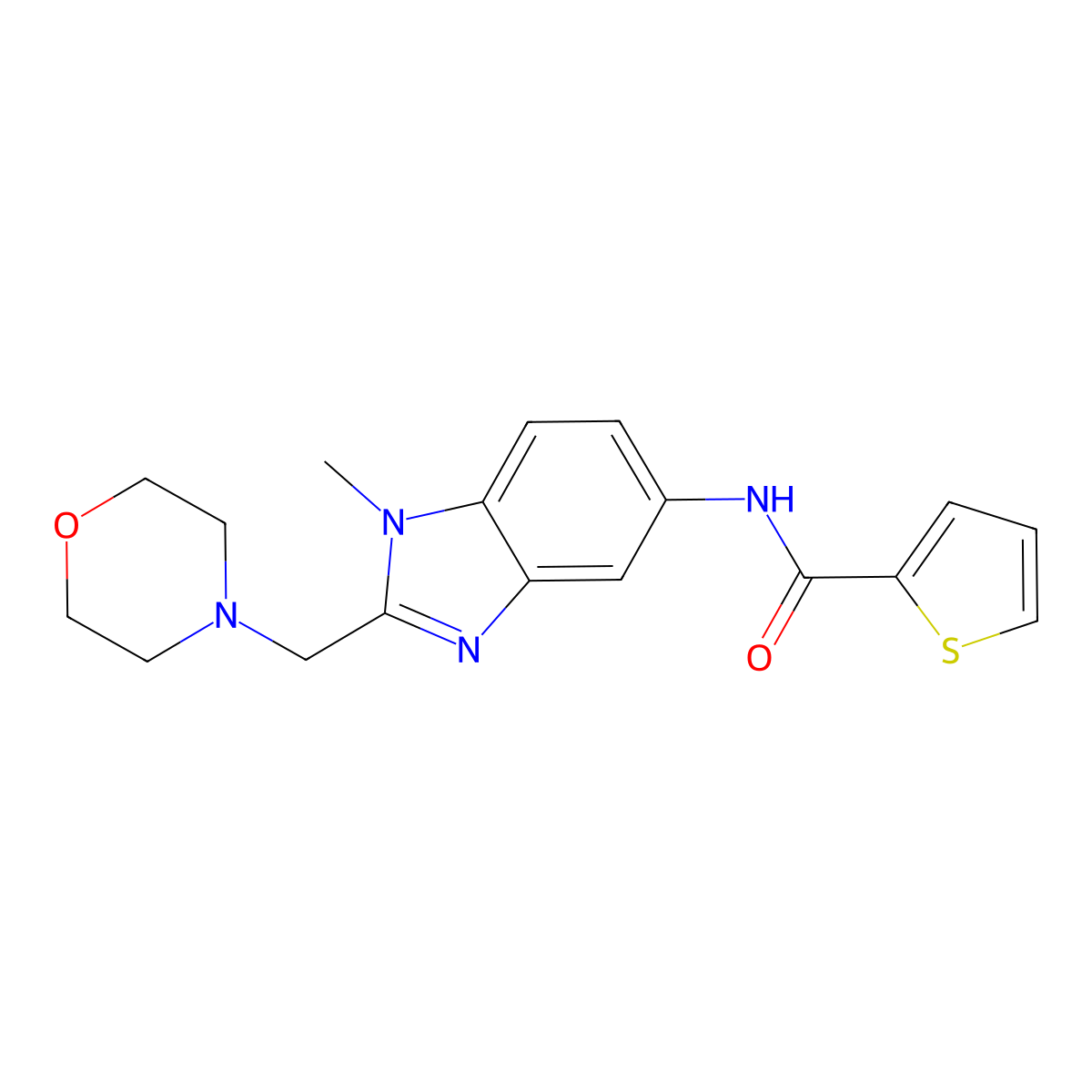 N-[1-methyl-2-(morpholin-4-ylmethyl)benzimidazol-5-yl]thiophene-2-carboxamide molecular structure, CAS 704878-29-5
