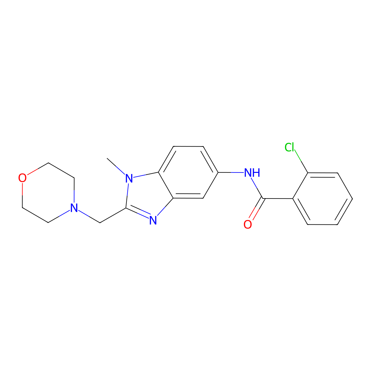 2-chloro-N-[1-methyl-2-(morpholin-4-ylmethyl)benzimidazol-5-yl]benzamide molecular structure, CAS 704878-32-0