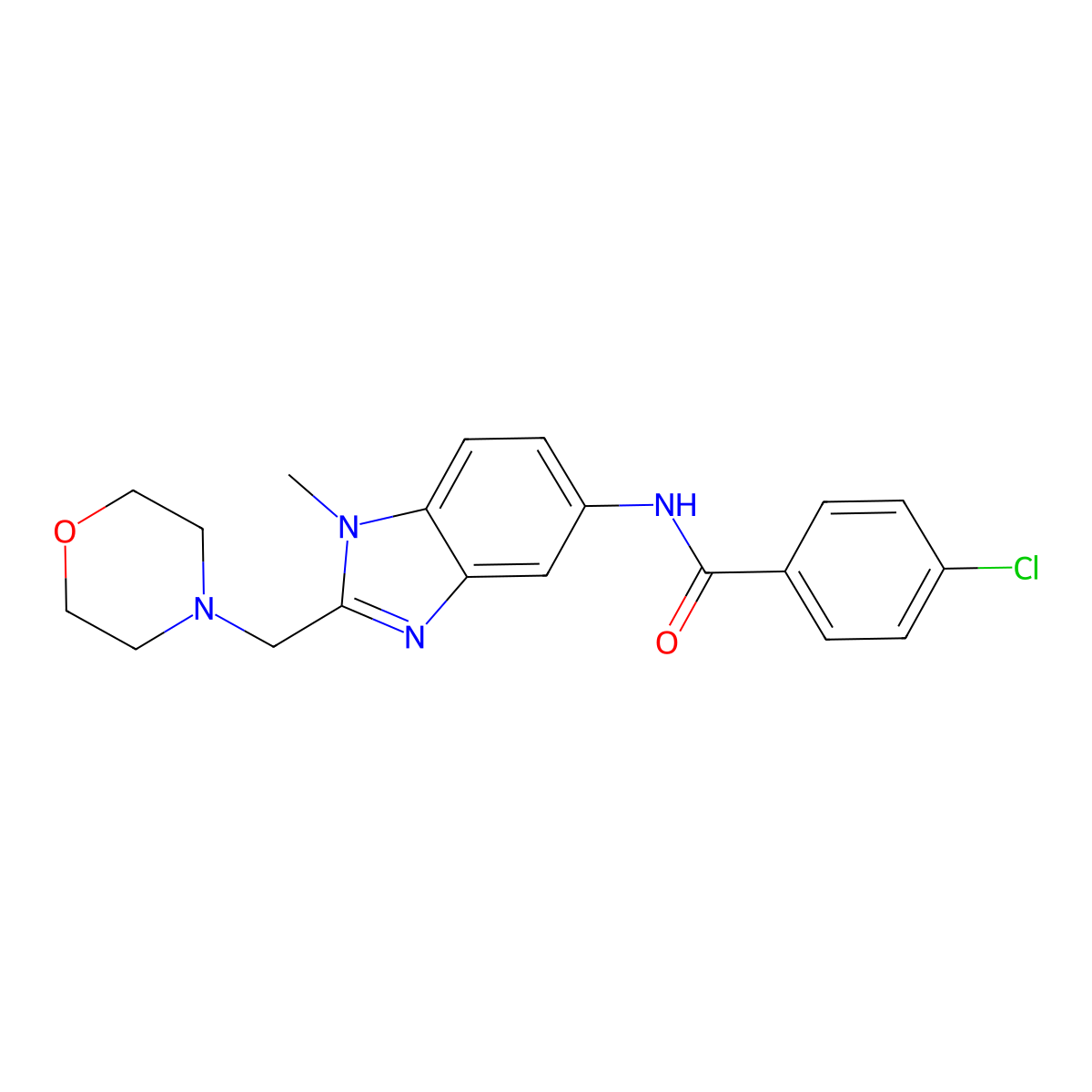 4-chloro-N-[1-methyl-2-(morpholin-4-ylmethyl)benzimidazol-5-yl]benzamide molecular structure, CAS 704878-34-2