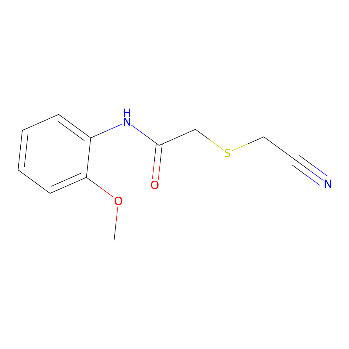 2-[(cyanomethyl)sulfanyl]-N-(2-methoxyphenyl)acetamide molecular structure, CAS 704879-41-4