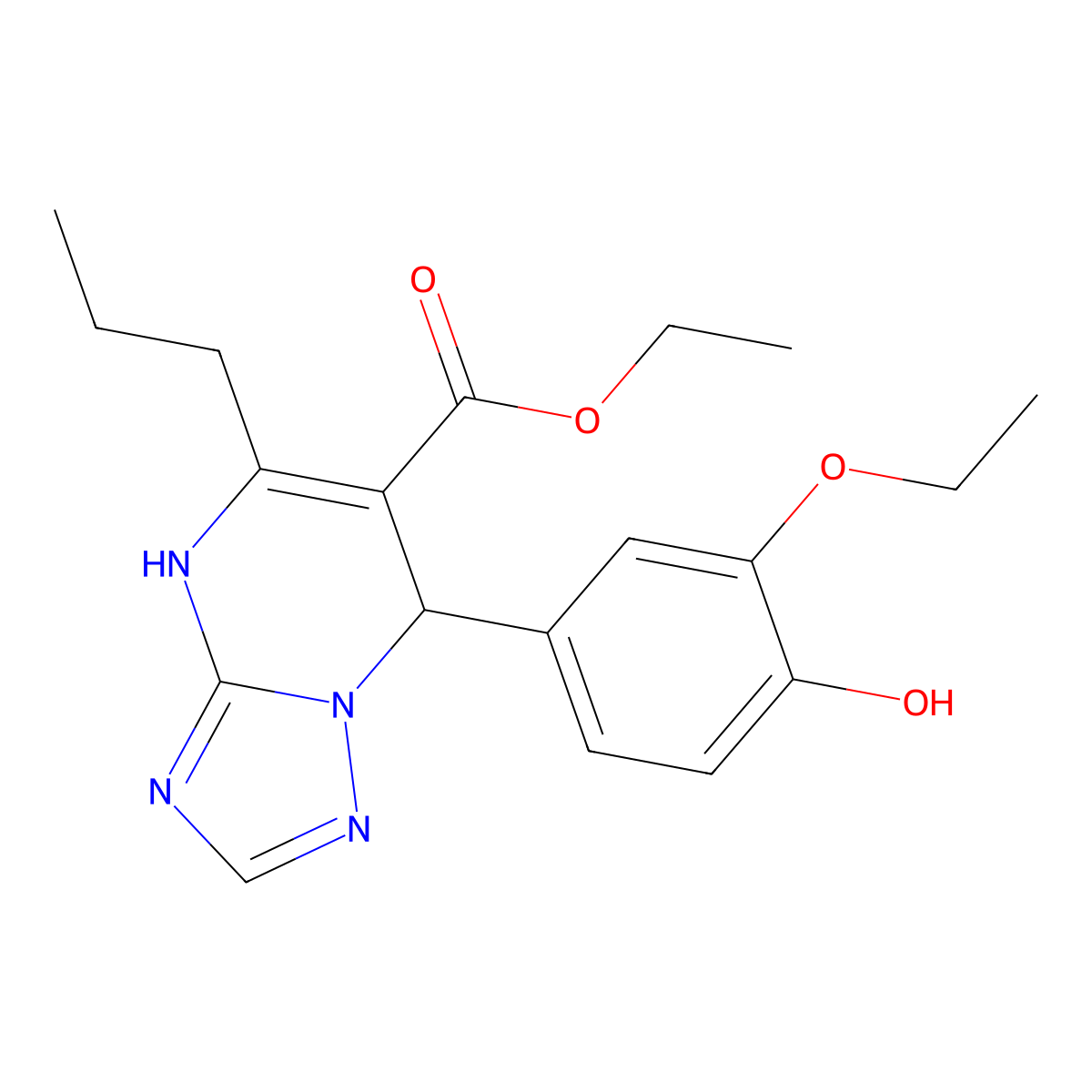 Ethyl 7-(3-ethoxy-4-hydroxyphenyl)-5-propyl-4,7-dihydro[1,2,4]triazolo[1,5-a]pyrimidine-6-carboxylate molecular structure, CAS 704879-53-8
