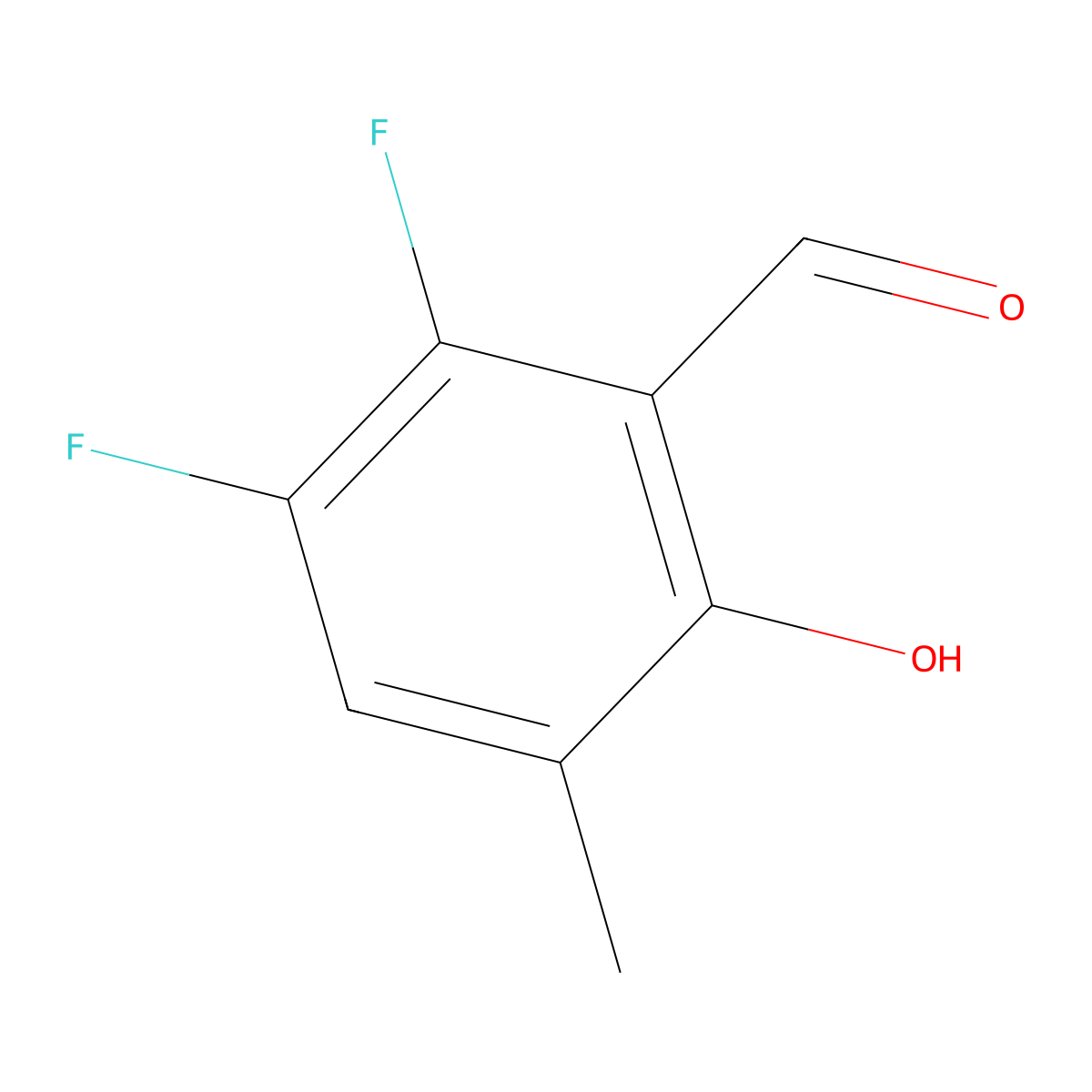 2,3-Difluoro-6-hydroxy-5-methylbenzaldehyde molecular structure, CAS 704884-75-3