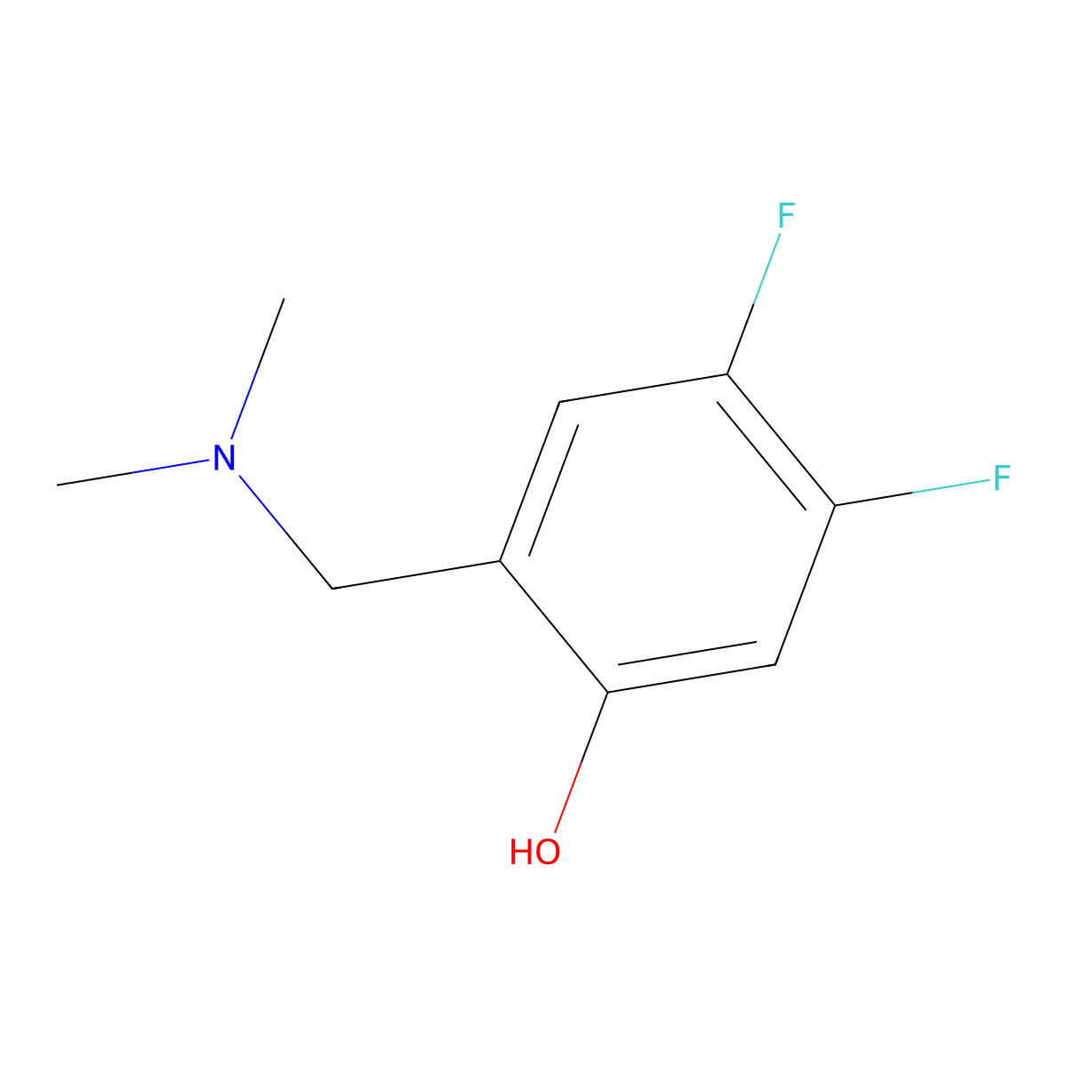 2-Dimethylaminomethyl-4,5-difluoro-phenol molecular structure, CAS 704884-78-6