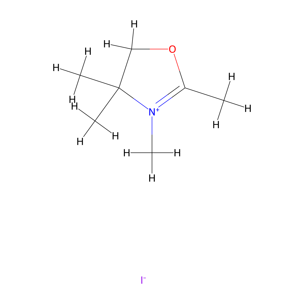 2,3,4,4-Tetramethyl-4,5-dihydrooxazol-3-ium iodide molecular structure, CAS 70489-82-6