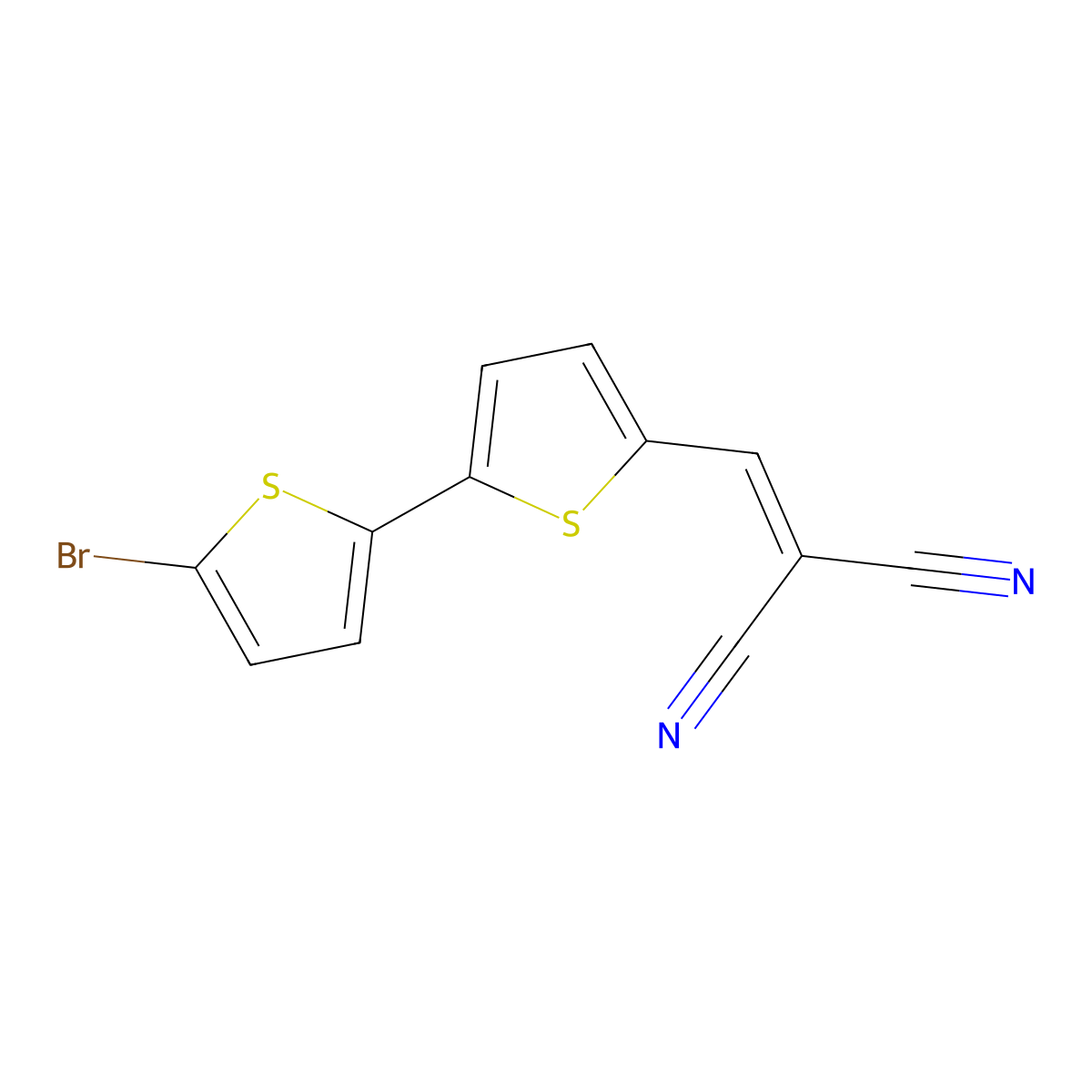 2-((5'-Bromo-(2,2'-bithiophen)-5-yl)methylene)malononitrile molecular structure, CAS 704890-84-6